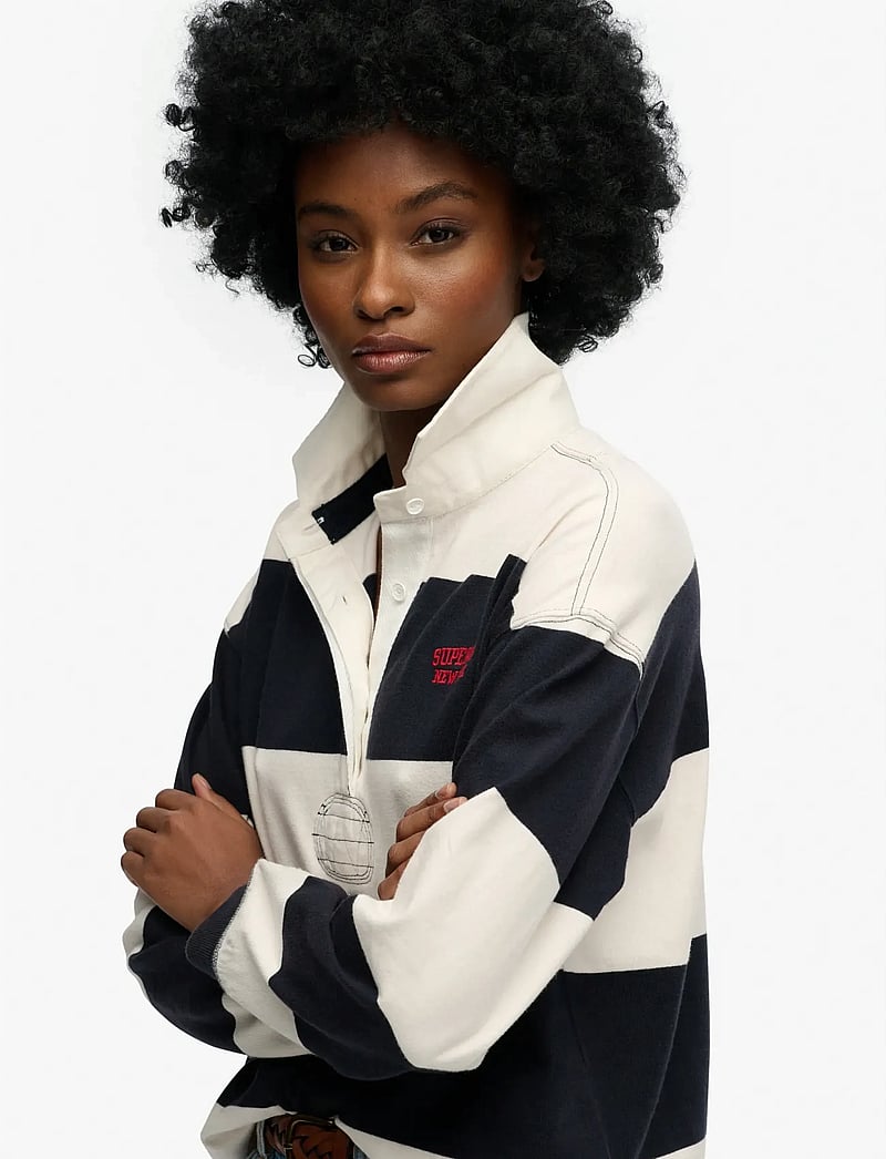 Superdry - HERITAGE STRIPE RUGBY TOP - alltags-style - navy/ecru - 5