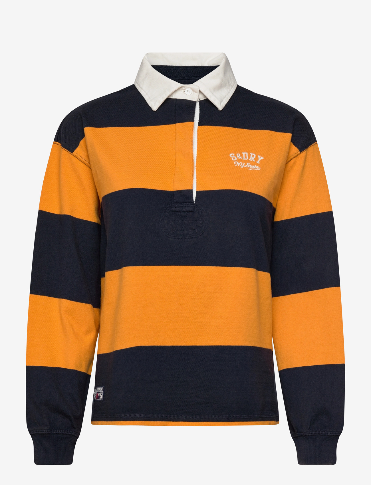 Superdry - HERITAGE STRIPE RUGBY TOP - everyday style - navy/track gold - 1