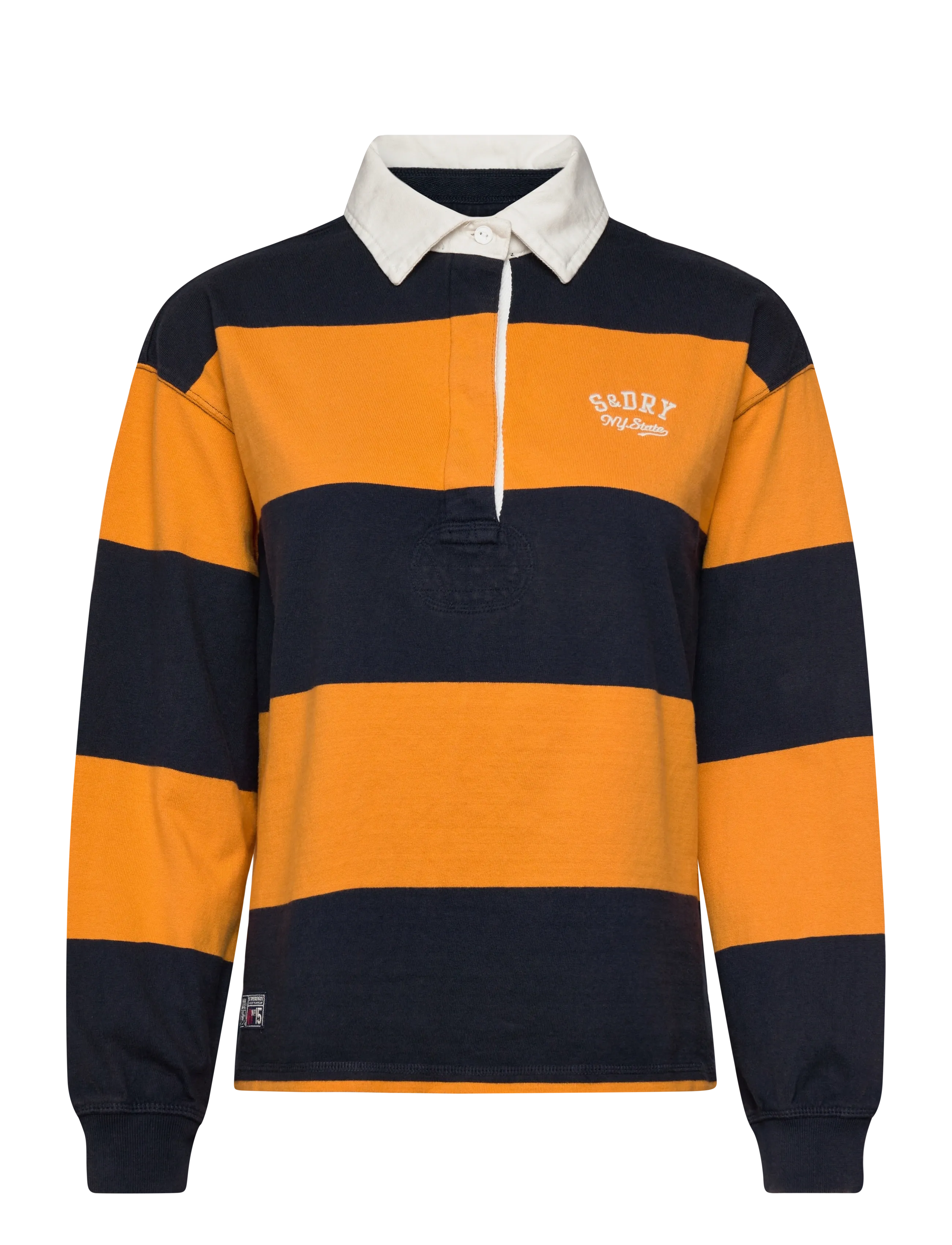 Superdry HERITAGE STRIPE RUGBY TOP - Superdry - NAVY/TRACK GOLD / navy