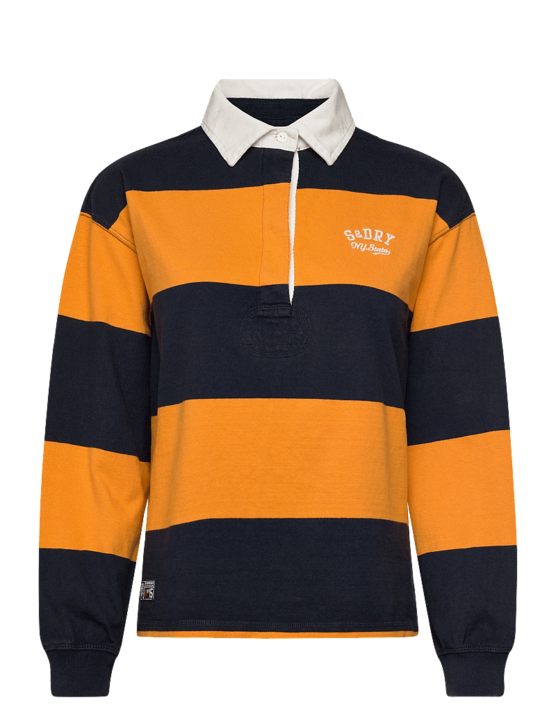 Superdry - HERITAGE STRIPE RUGBY TOP - everyday style - navy/track gold - 1