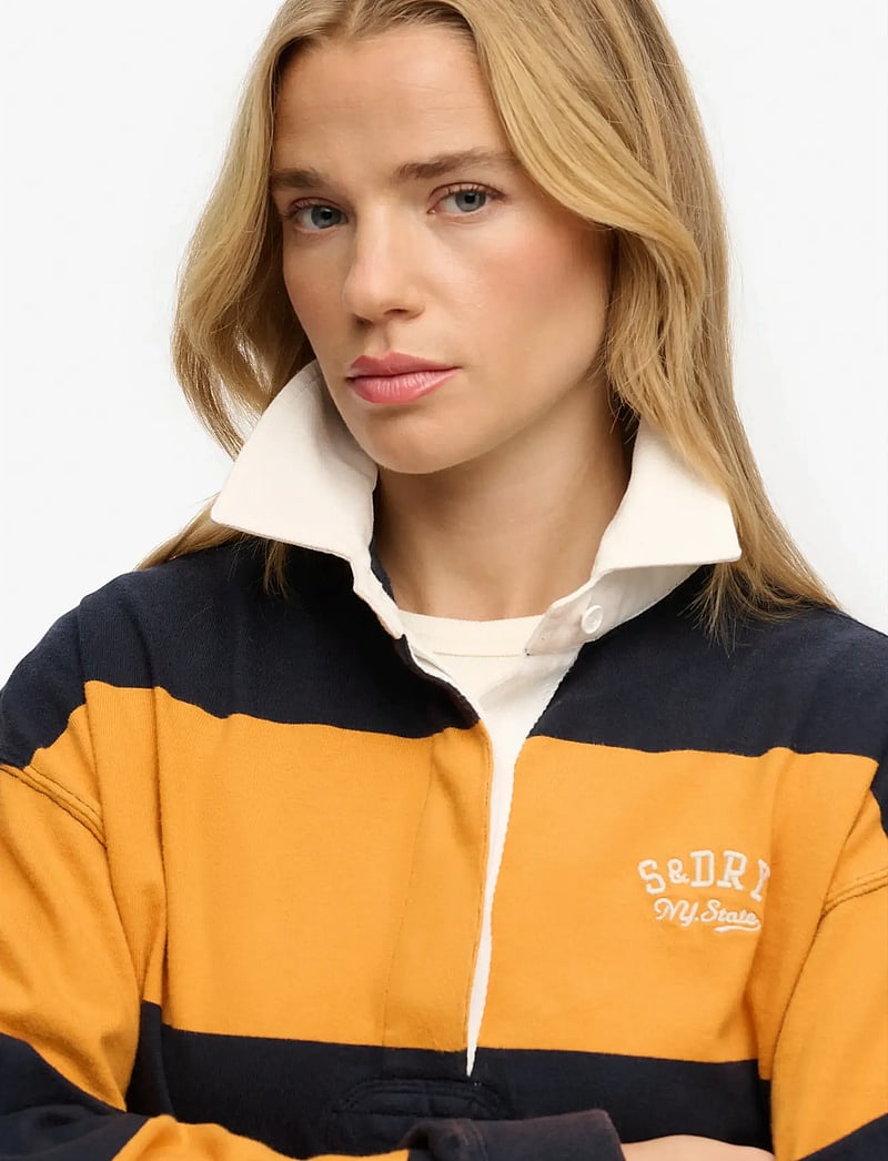Superdry - HERITAGE STRIPE RUGBY TOP - everyday style - navy/track gold - 3