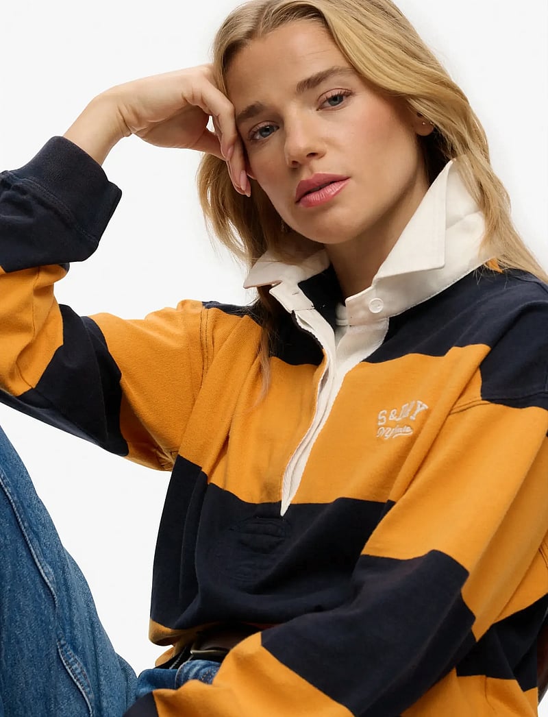 Superdry - HERITAGE STRIPE RUGBY TOP - everyday style - navy/track gold - 4