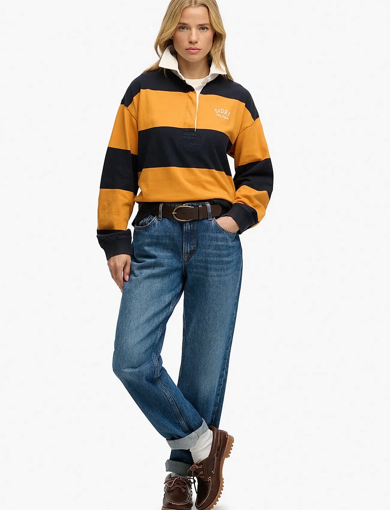Superdry - HERITAGE STRIPE RUGBY TOP - everyday style - navy/track gold - 5