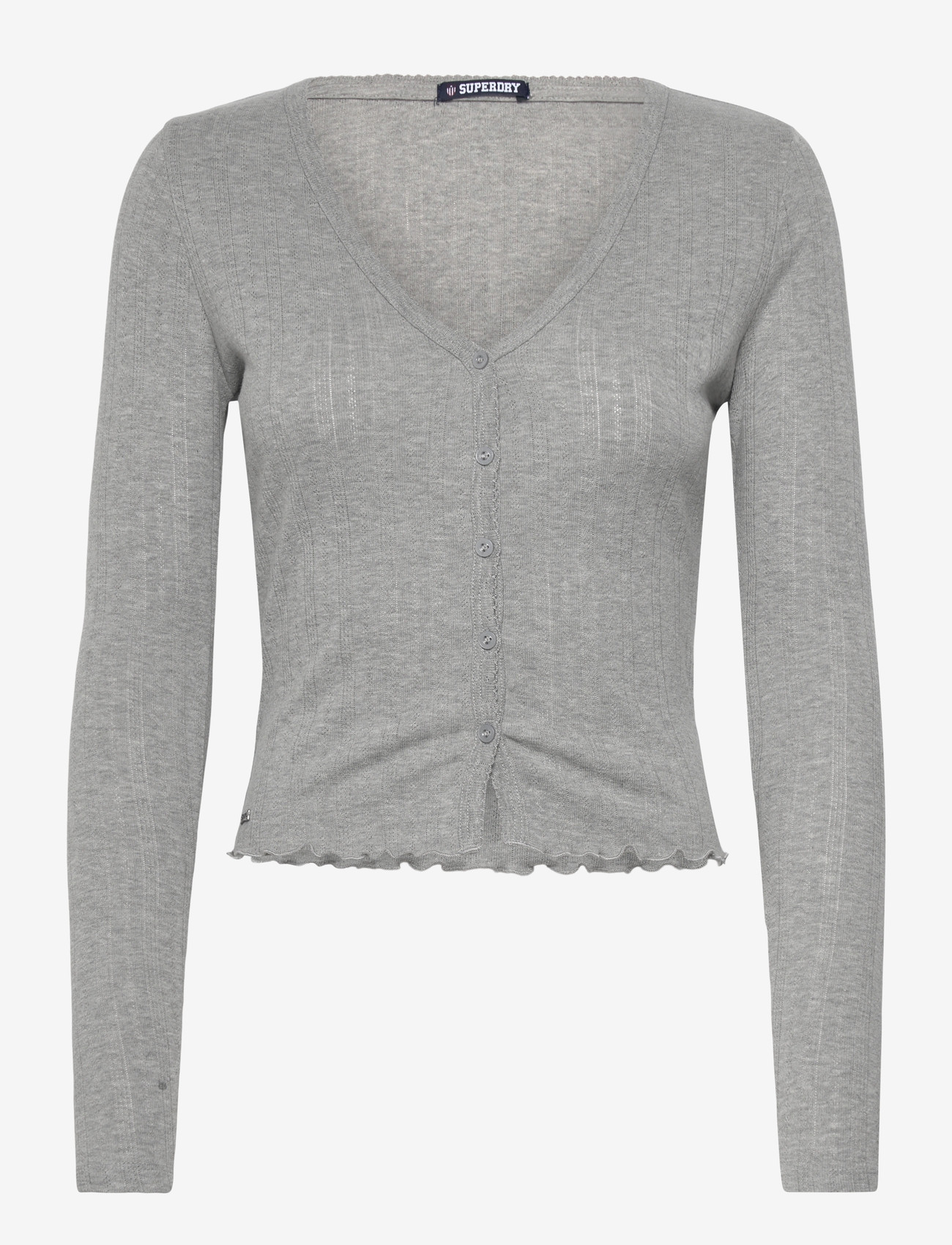 Superdry - ATH ESS POINTELLE CARDIGAN - koftor - grey marl - 1