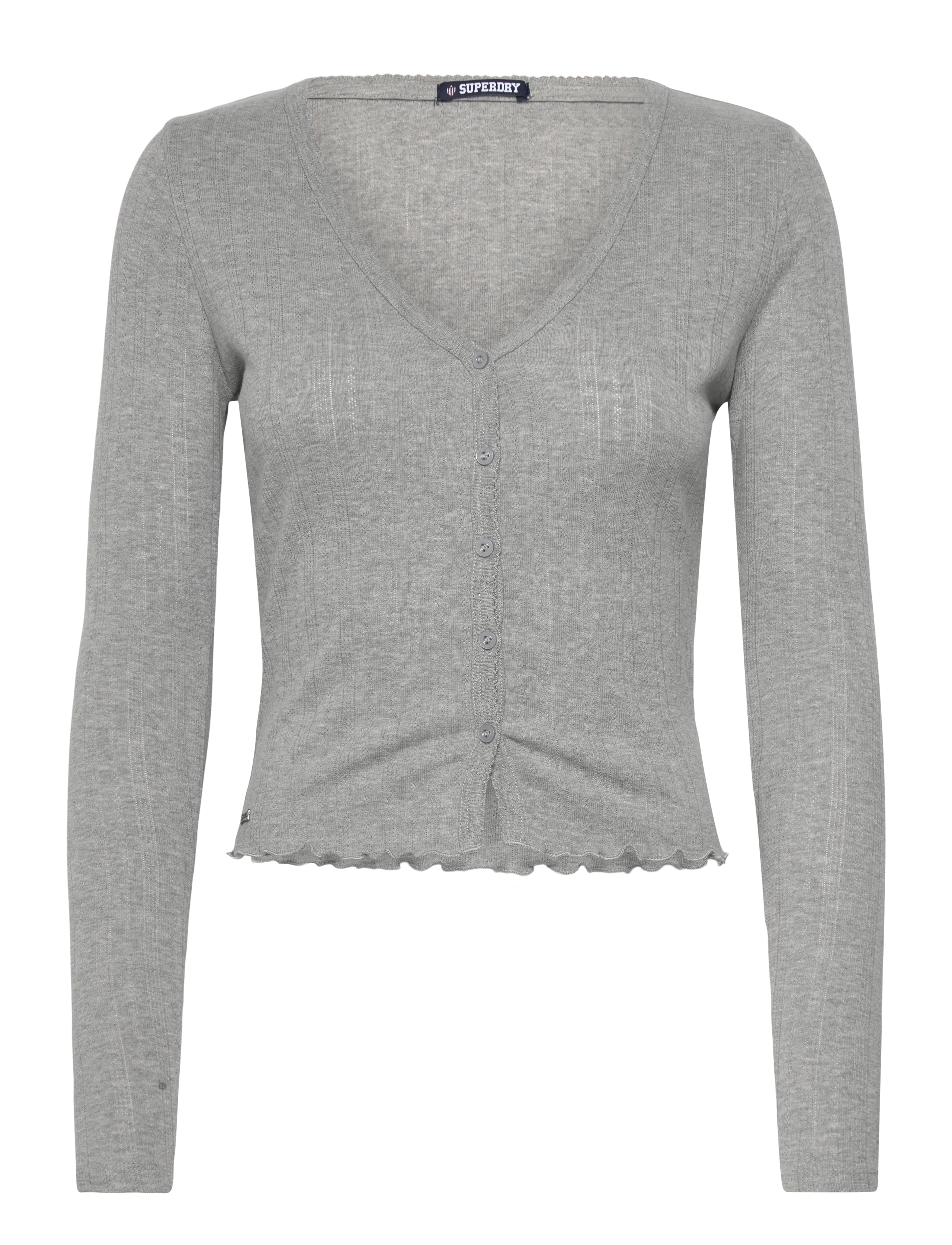Superdry ATH ESS POINTELLE CARDIGAN - Stickat - GREY MARL / grey