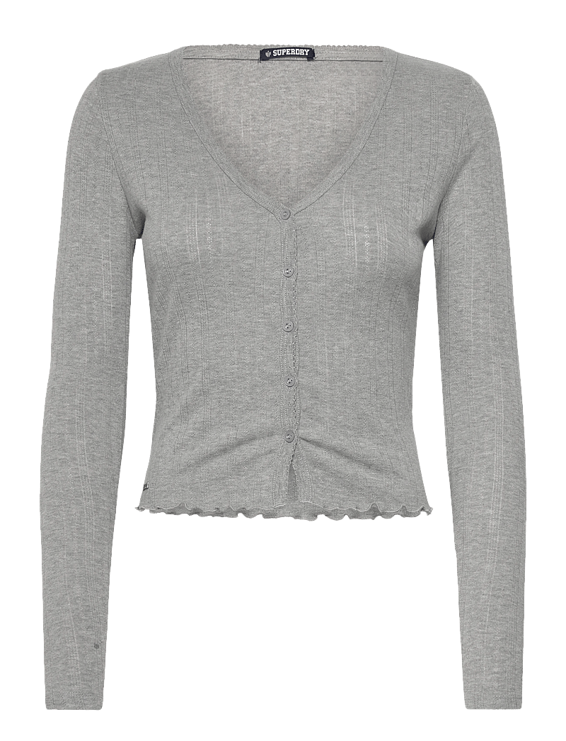 Superdry - ATH ESS POINTELLE CARDIGAN - koftor - grey marl - 1
