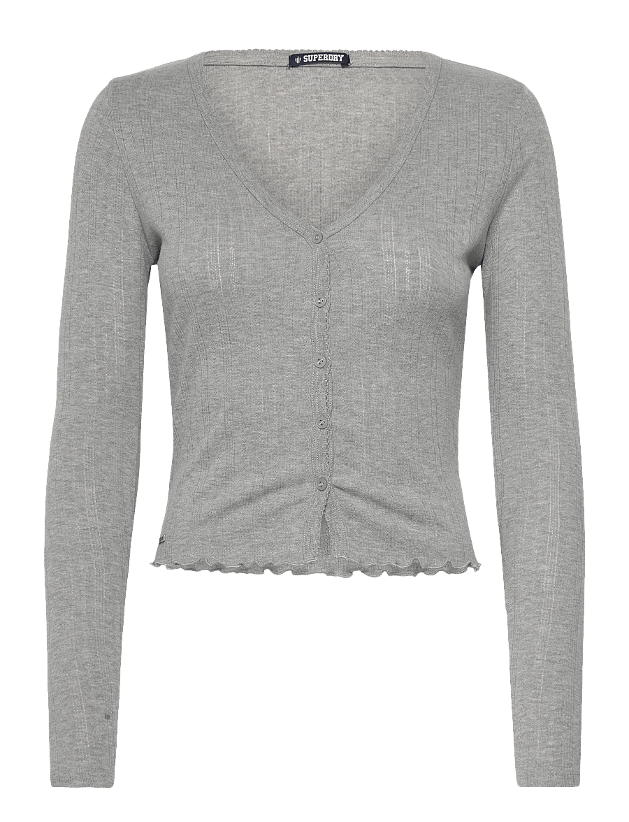 Superdry - ATH ESS POINTELLE CARDIGAN - cardigans - grey marl - 1