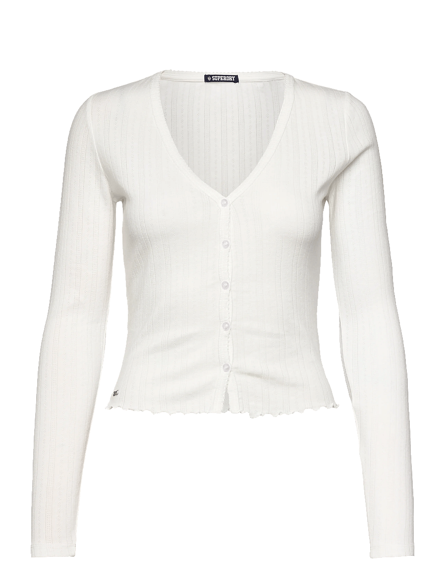 Superdry - ATH ESS POINTELLE CARDIGAN - strickjacken - off white - 1