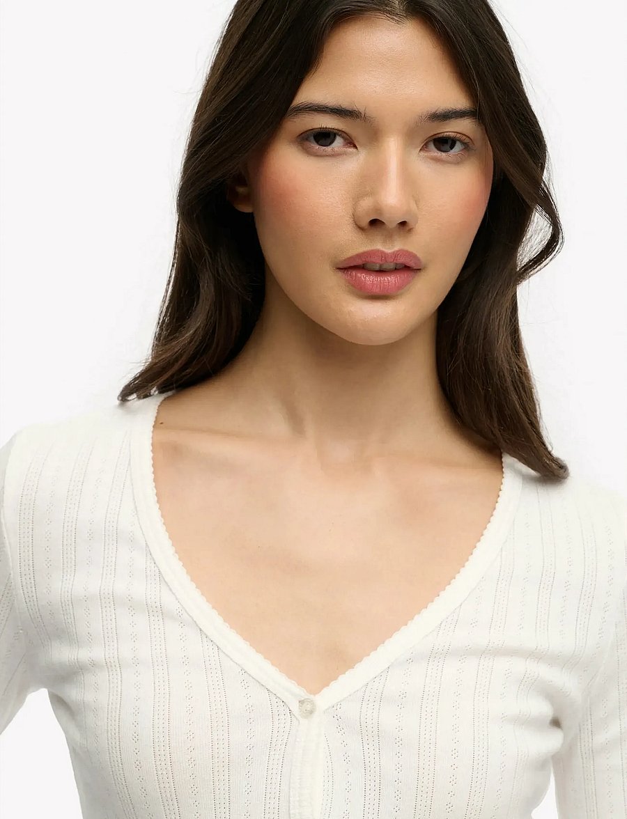 Superdry - ATH ESS POINTELLE CARDIGAN - strickjacken - off white - 3