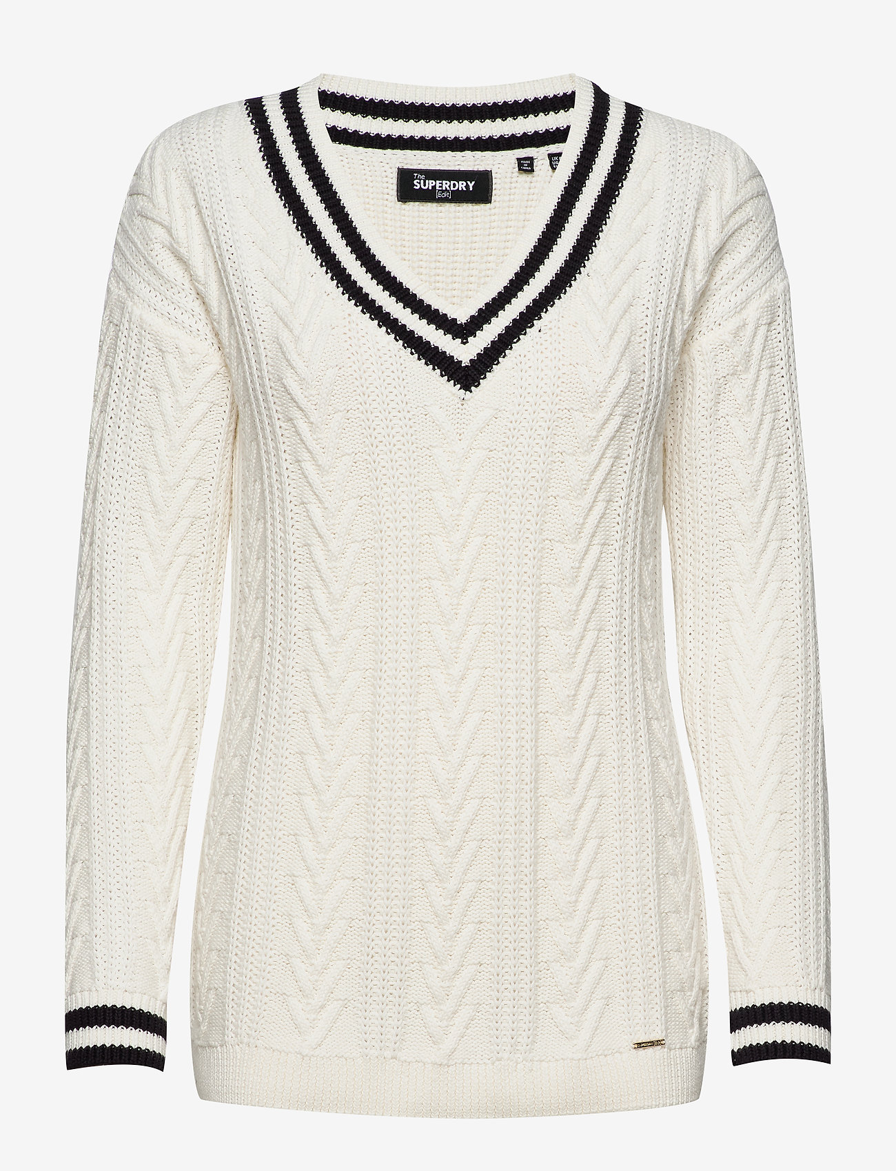 Superdry - EDIT VEE NECK PREPPY KNIT - cream - 0