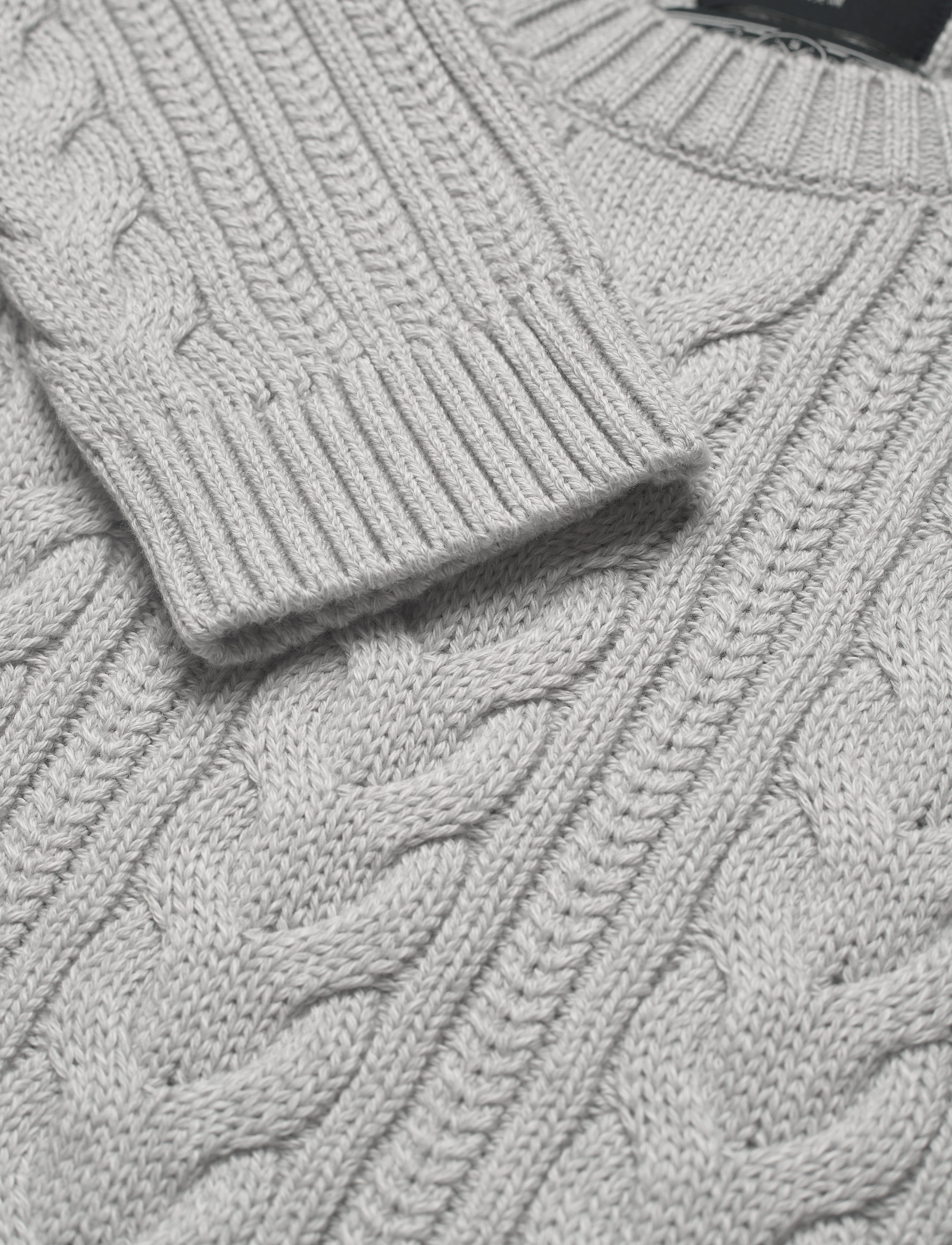Superdry - DROPPED SHOULDER CABLE CREW - light dove grey - 2