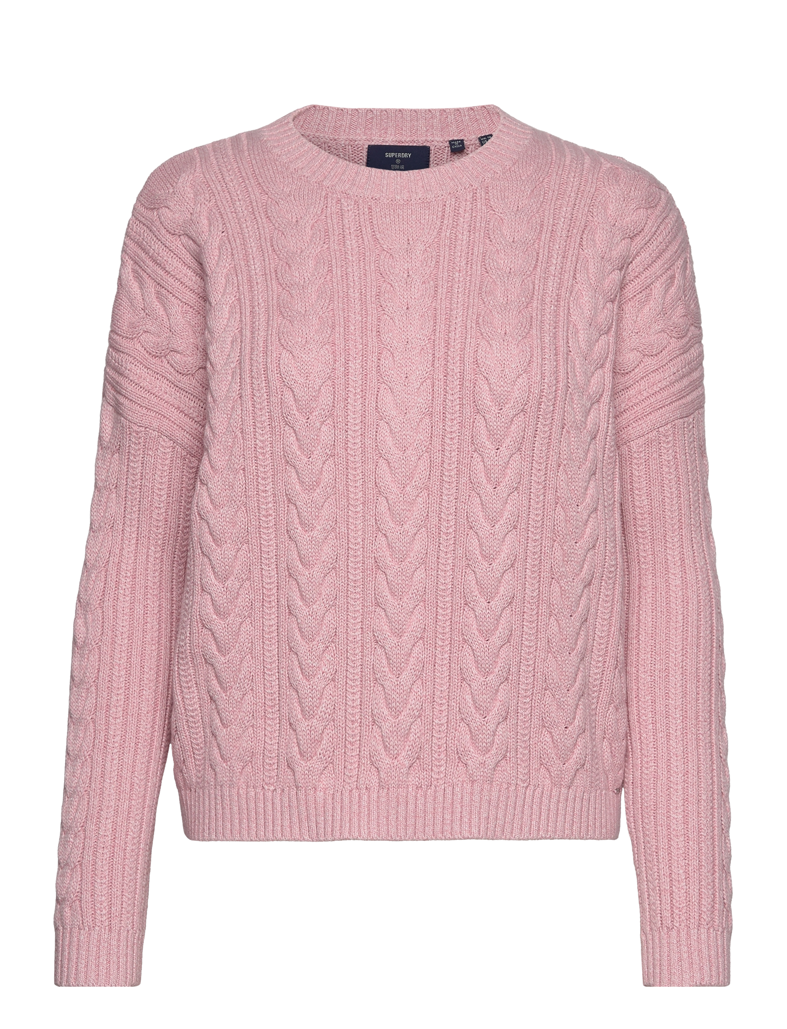 DROPPED SHOULDER CABLE CREW - NAPPA PINK TWIST