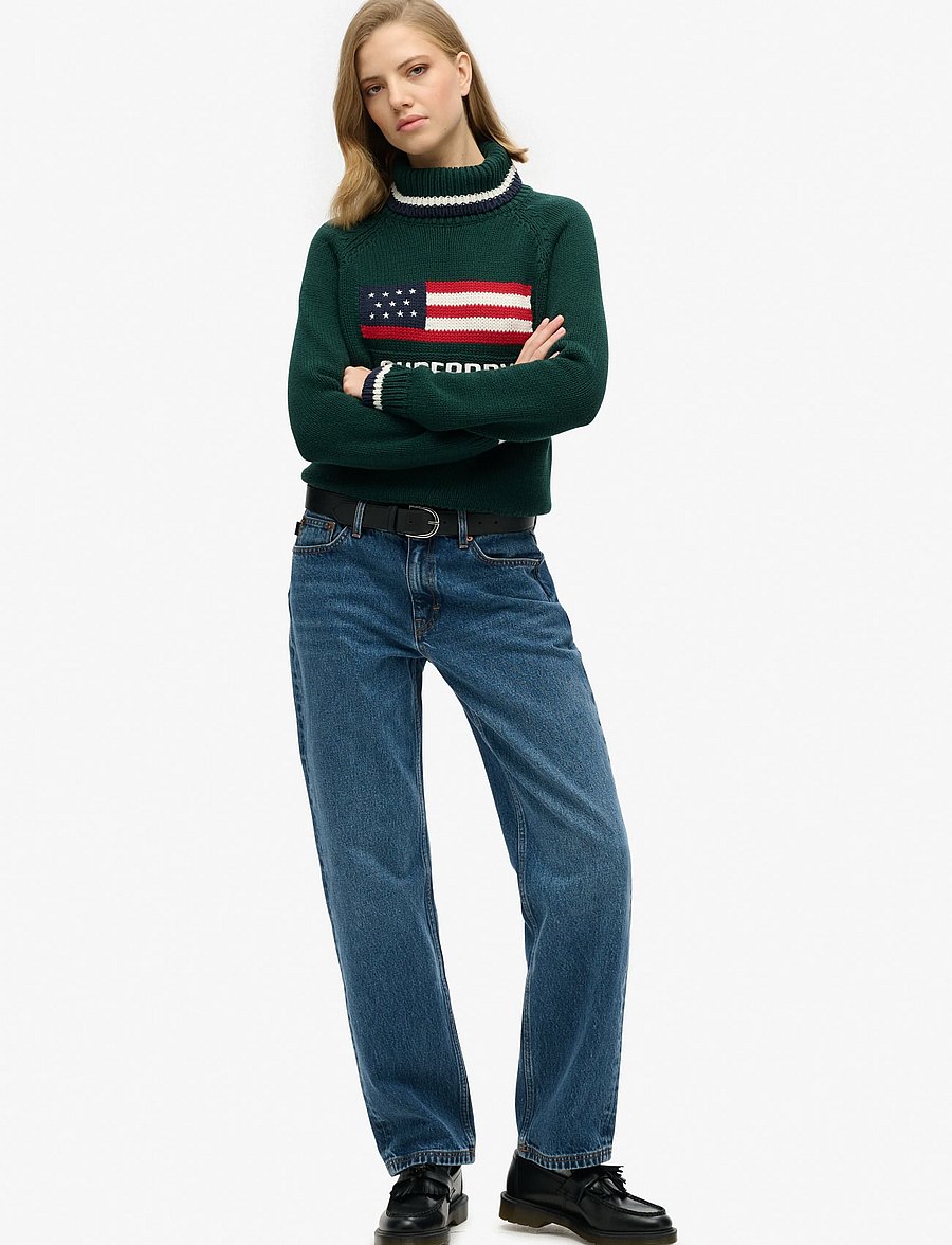 Superdry - AMERICANA ROLL NECK KNIT - striktrøjer - dark pine green - 5
