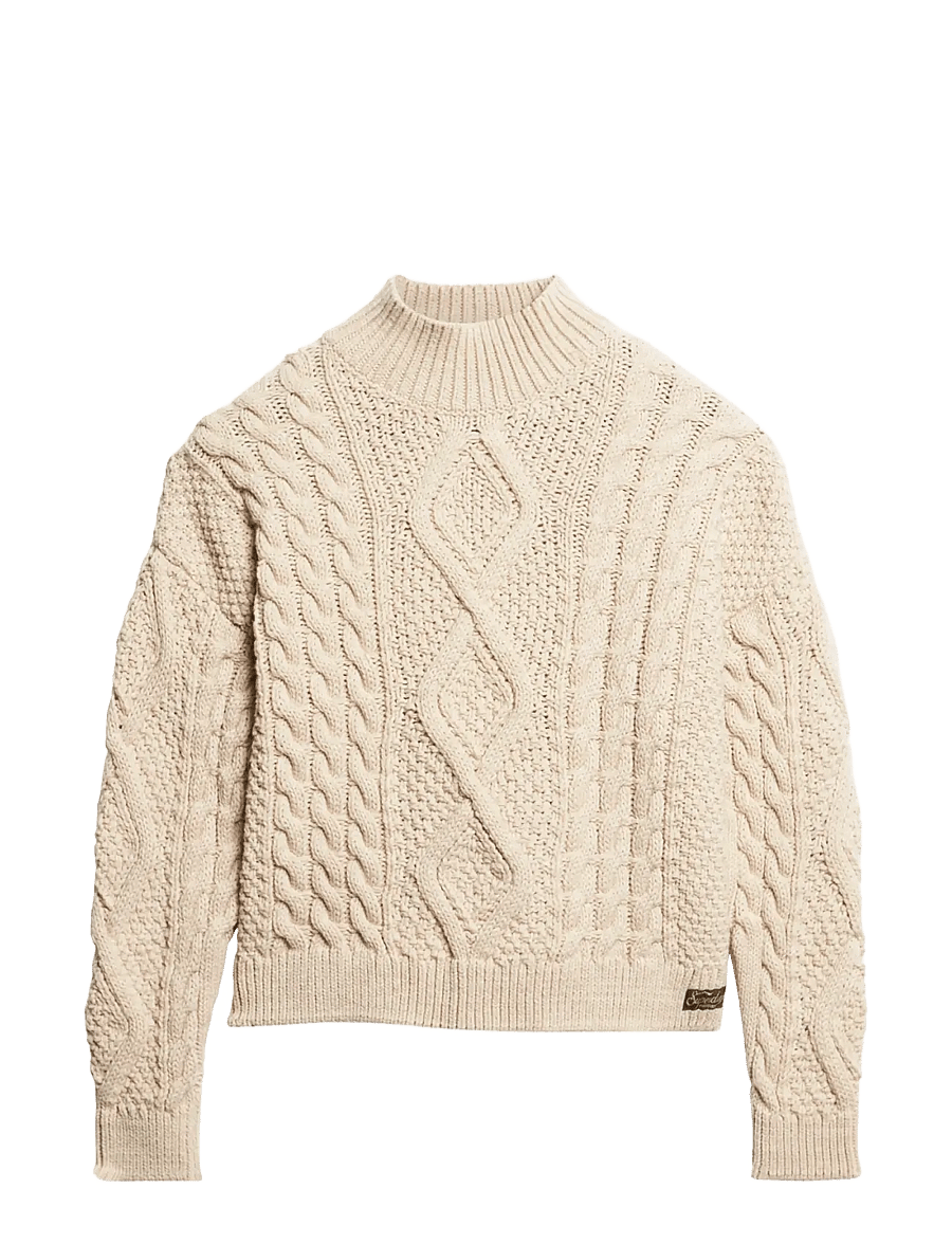 Superdry - ARAN CABLE KNIT POLO JUMPER - pullover - ecru - 1
