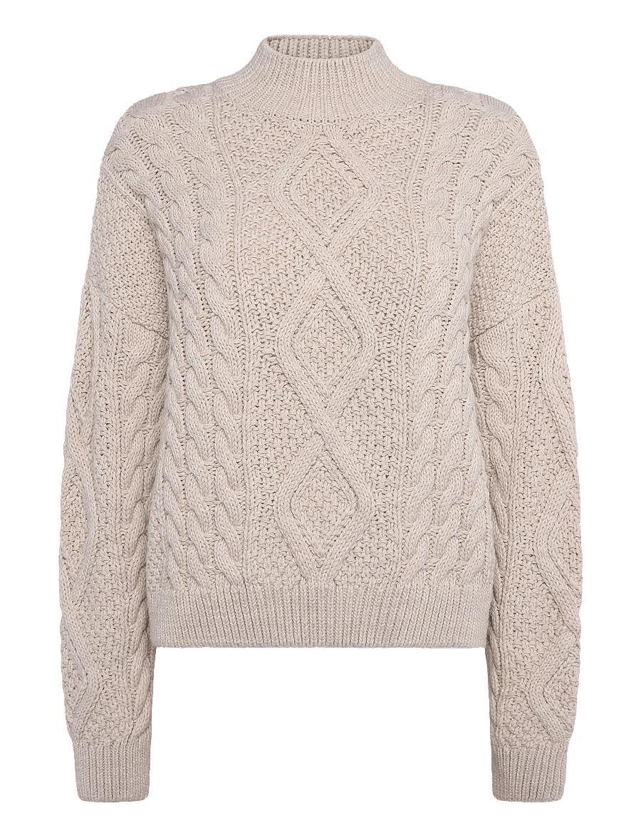 Superdry - ARAN CABLE KNIT POLO JUMPER - pullover - ecru - 1
