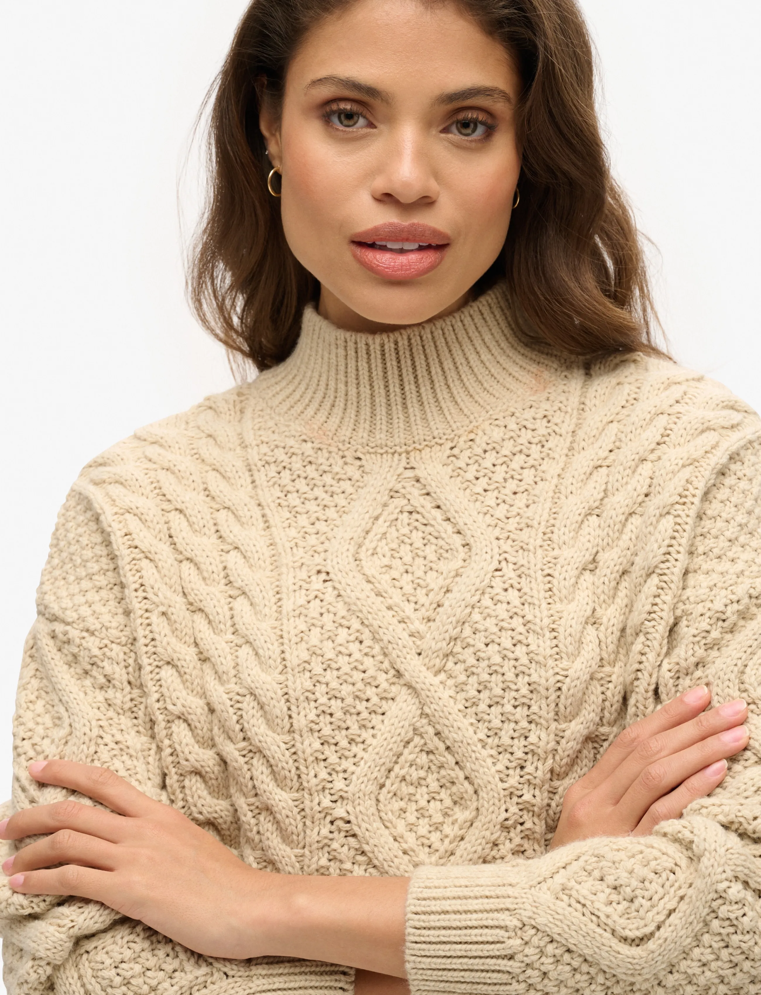 Superdry - ARAN CABLE KNIT POLO JUMPER - pullover - ecru - 2
