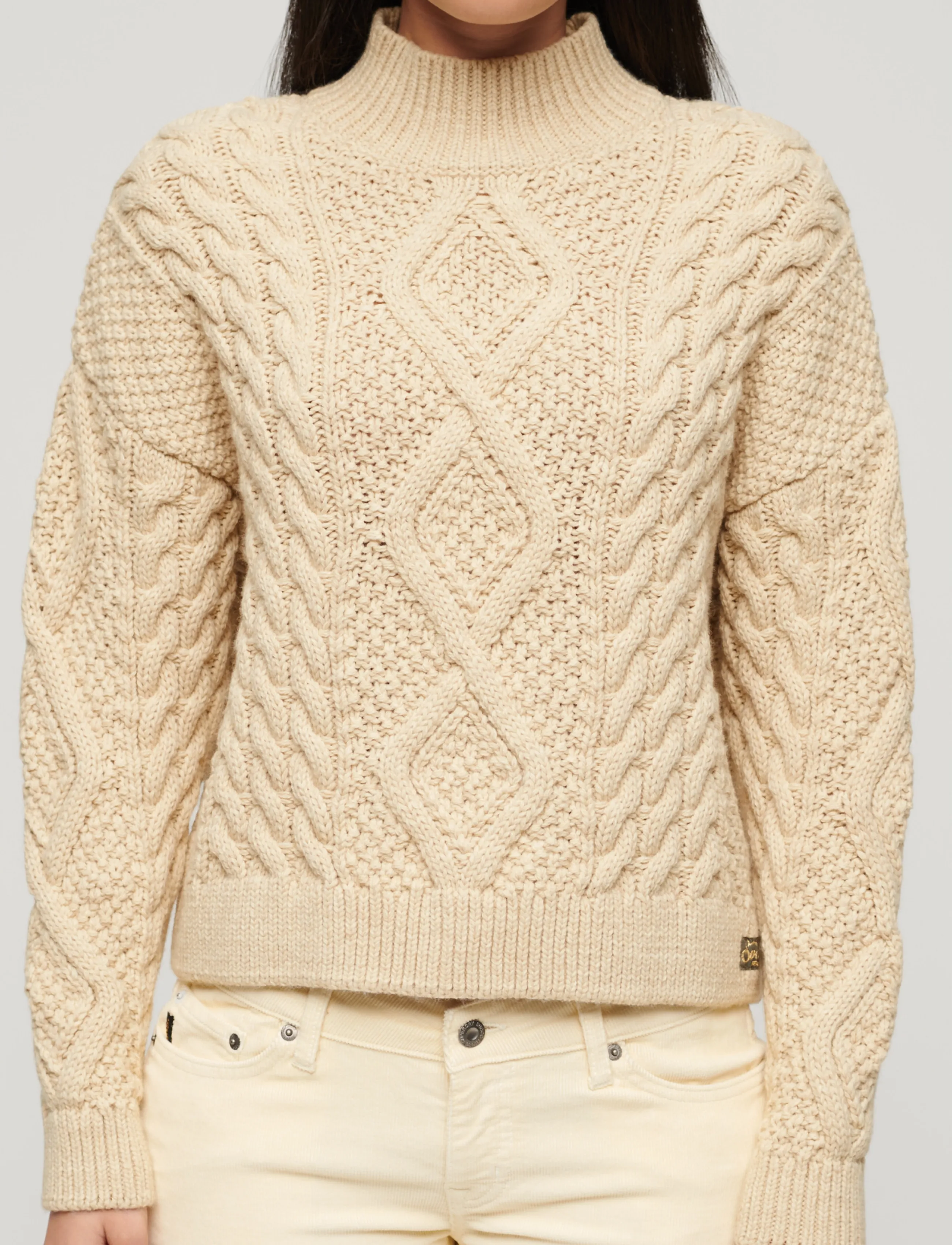Superdry - ARAN CABLE KNIT POLO JUMPER - pullover - ecru - 4