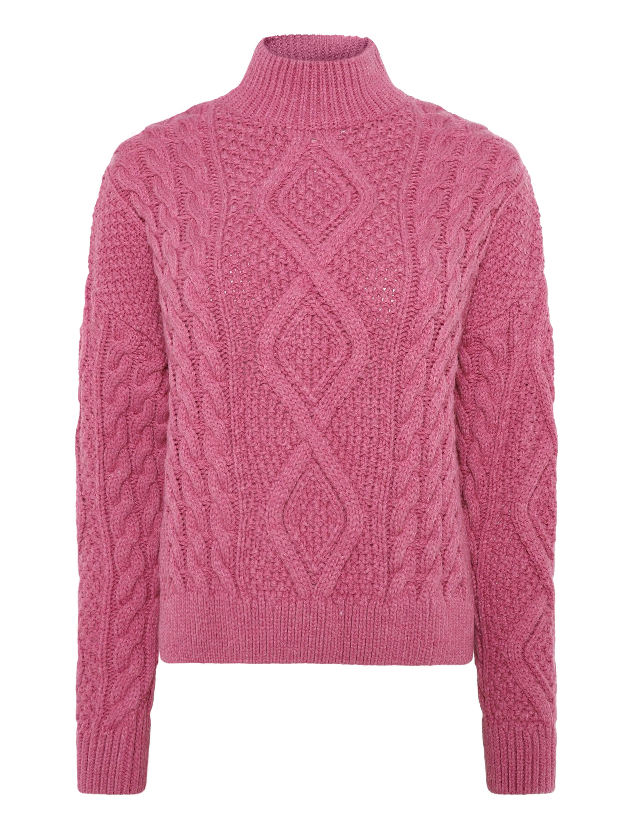 SUPERDRY Aran Cable Knit Polo Jumper Pink - 14 - Damen