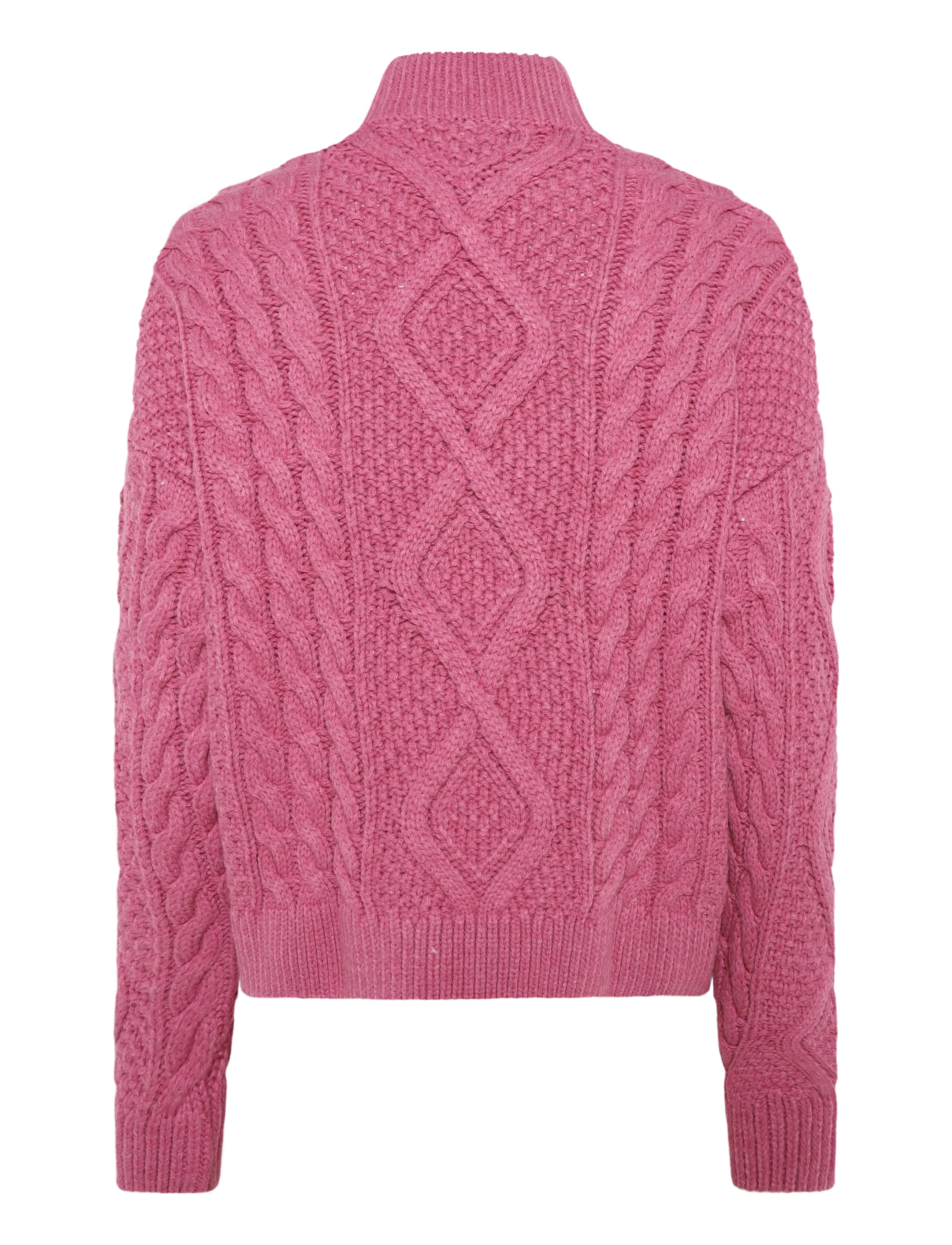 Superdry - ARAN CABLE KNIT POLO JUMPER - kõrge kaelusega džemprid - papaya pink - 2