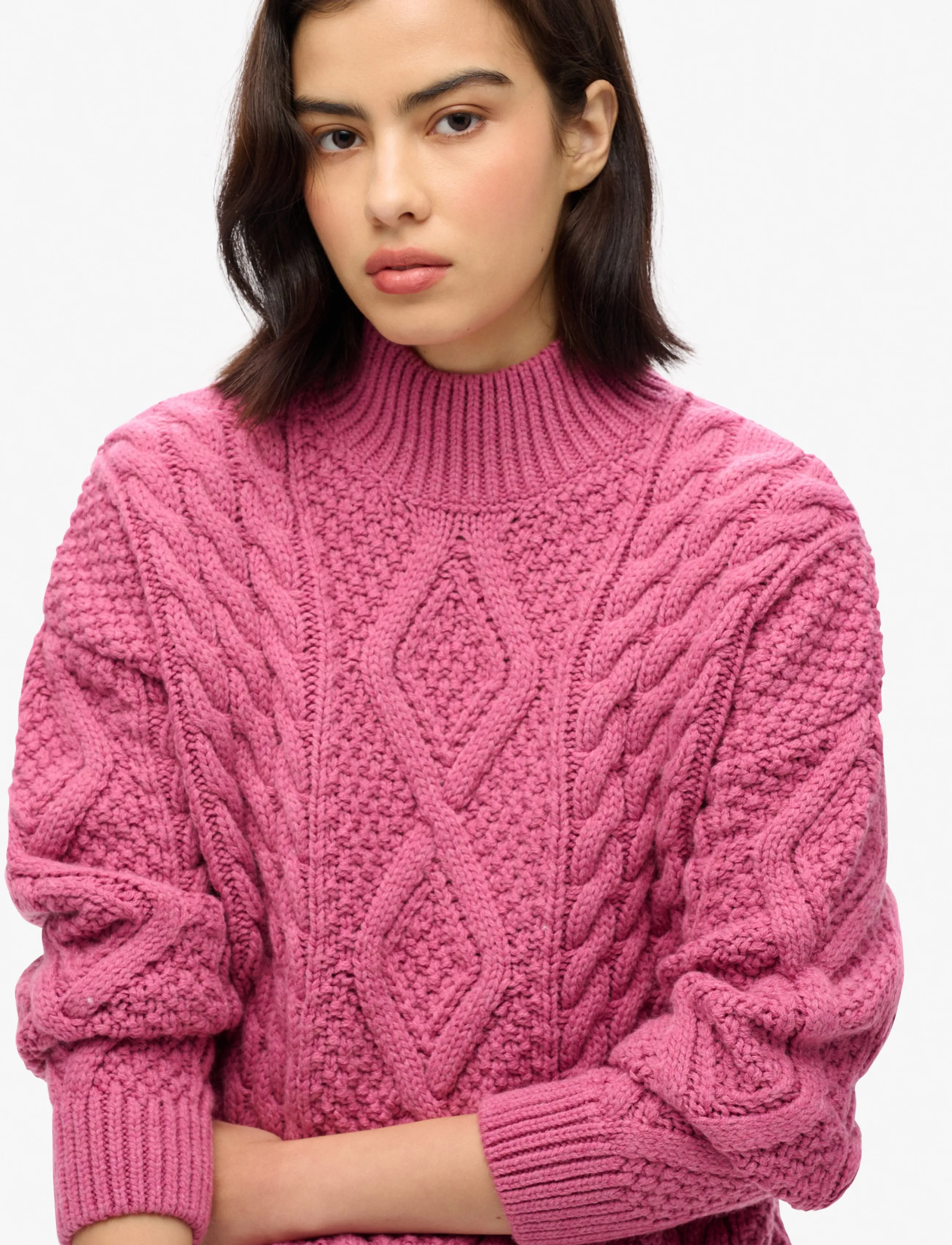 Superdry - ARAN CABLE KNIT POLO JUMPER - kampsunid - papaya pink - 2