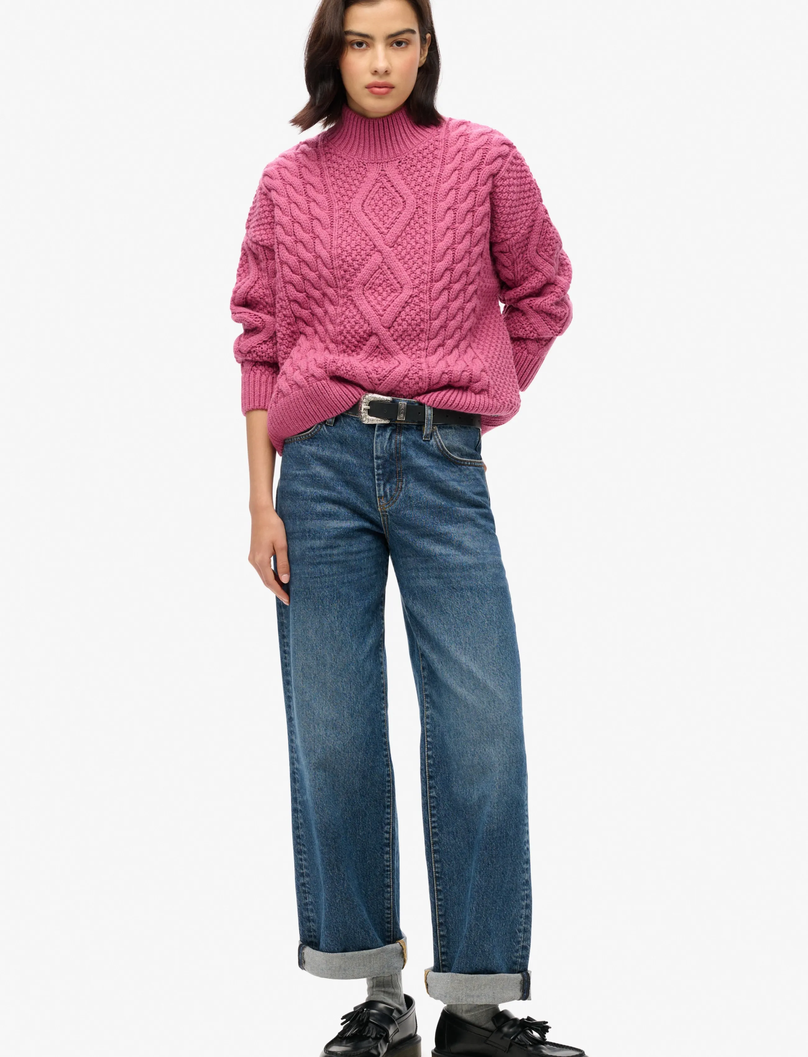 Superdry - ARAN CABLE KNIT POLO JUMPER - kampsunid - papaya pink - 3
