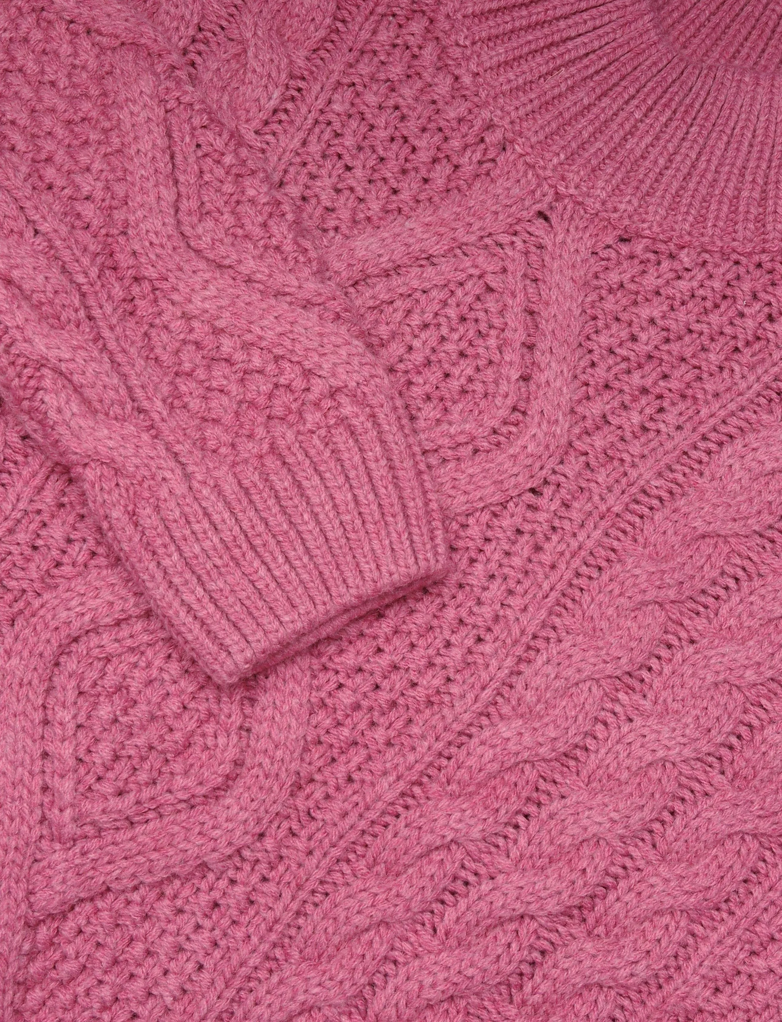 Superdry - ARAN CABLE KNIT POLO JUMPER - kõrge kaelusega džemprid - papaya pink - 5