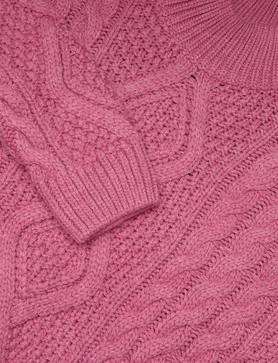 Superdry - ARAN CABLE KNIT POLO JUMPER - jumpers - papaya pink - 5