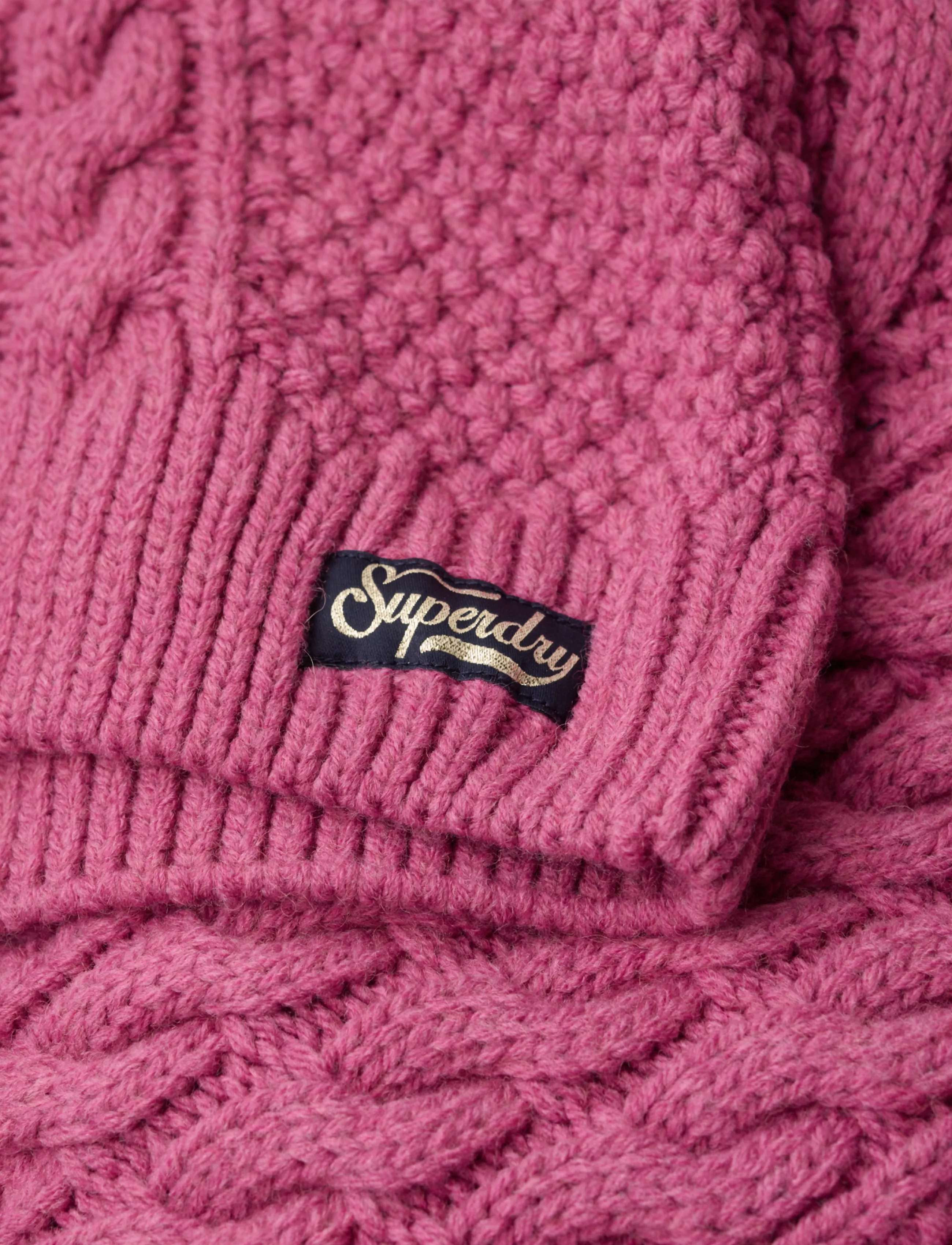 Superdry - ARAN CABLE KNIT POLO JUMPER - kampsunid - papaya pink - 4