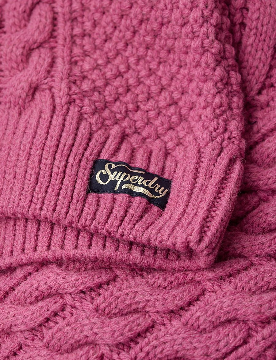 Superdry - ARAN CABLE KNIT POLO JUMPER - pullover - papaya pink - 4