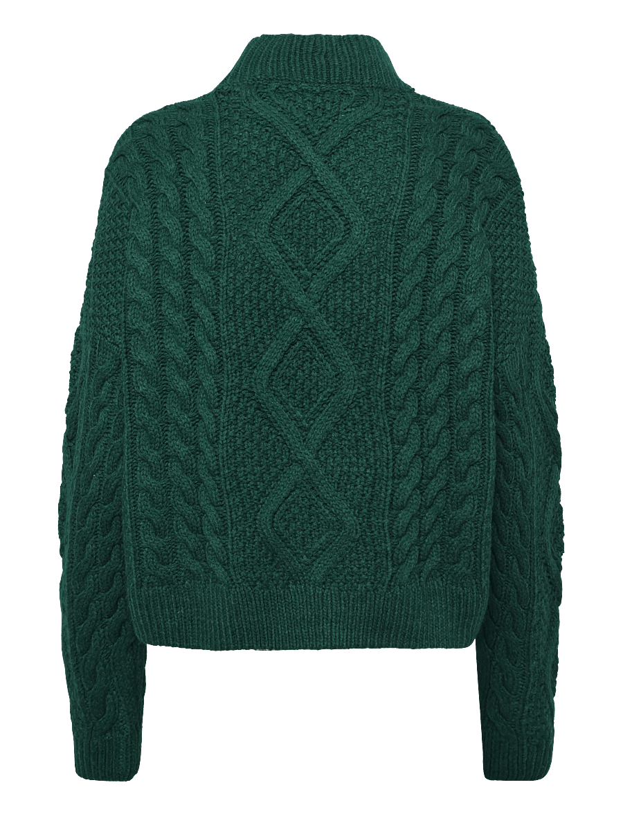 Superdry - ARAN CABLE KNIT POLO JUMPER - striktrøjer - pine green - 2