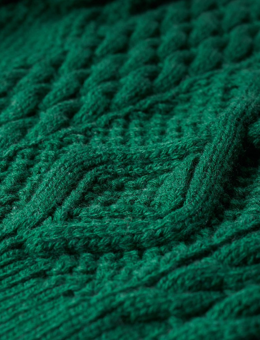 Superdry - ARAN CABLE KNIT POLO JUMPER - pullover - pine green - 4
