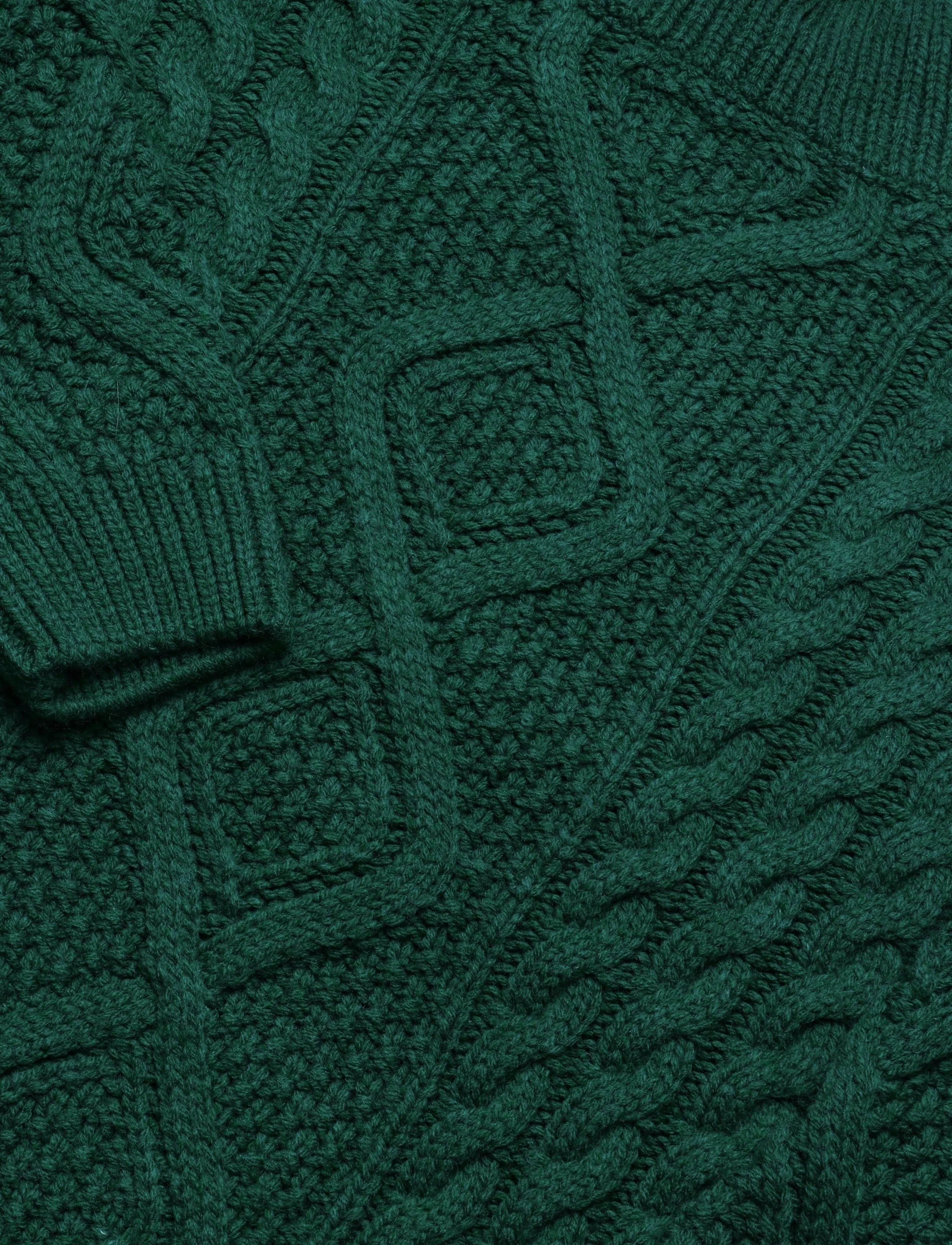 Superdry - ARAN CABLE KNIT POLO JUMPER - rullekraver - pine green - 5