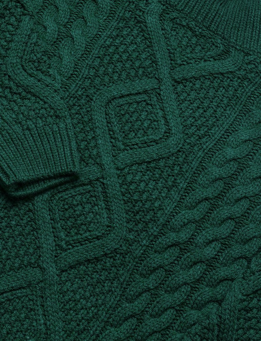 Superdry - ARAN CABLE KNIT POLO JUMPER - striktrøjer - pine green - 5