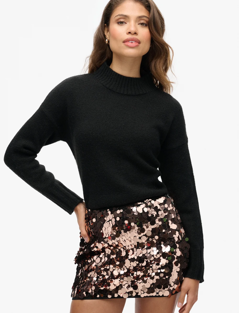 Superdry - ESSENTIAL MOCK NECK JUMPER - striktrøjer - black - 0