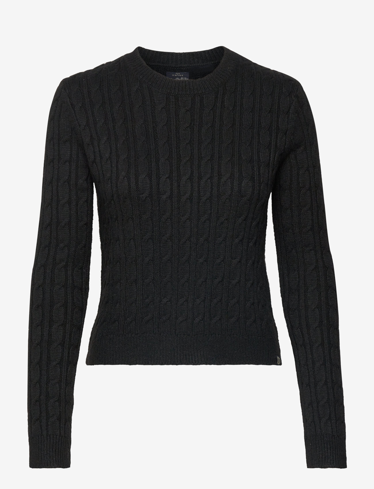 Superdry - FITTED CABLE CREW NECK JUMPER - stickade tröjor - black - 1
