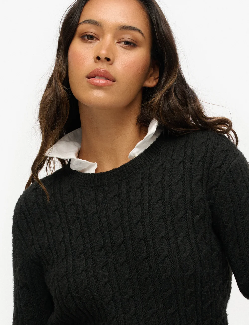 Superdry - FITTED CABLE CREW NECK JUMPER - sviitrid - black - 4
