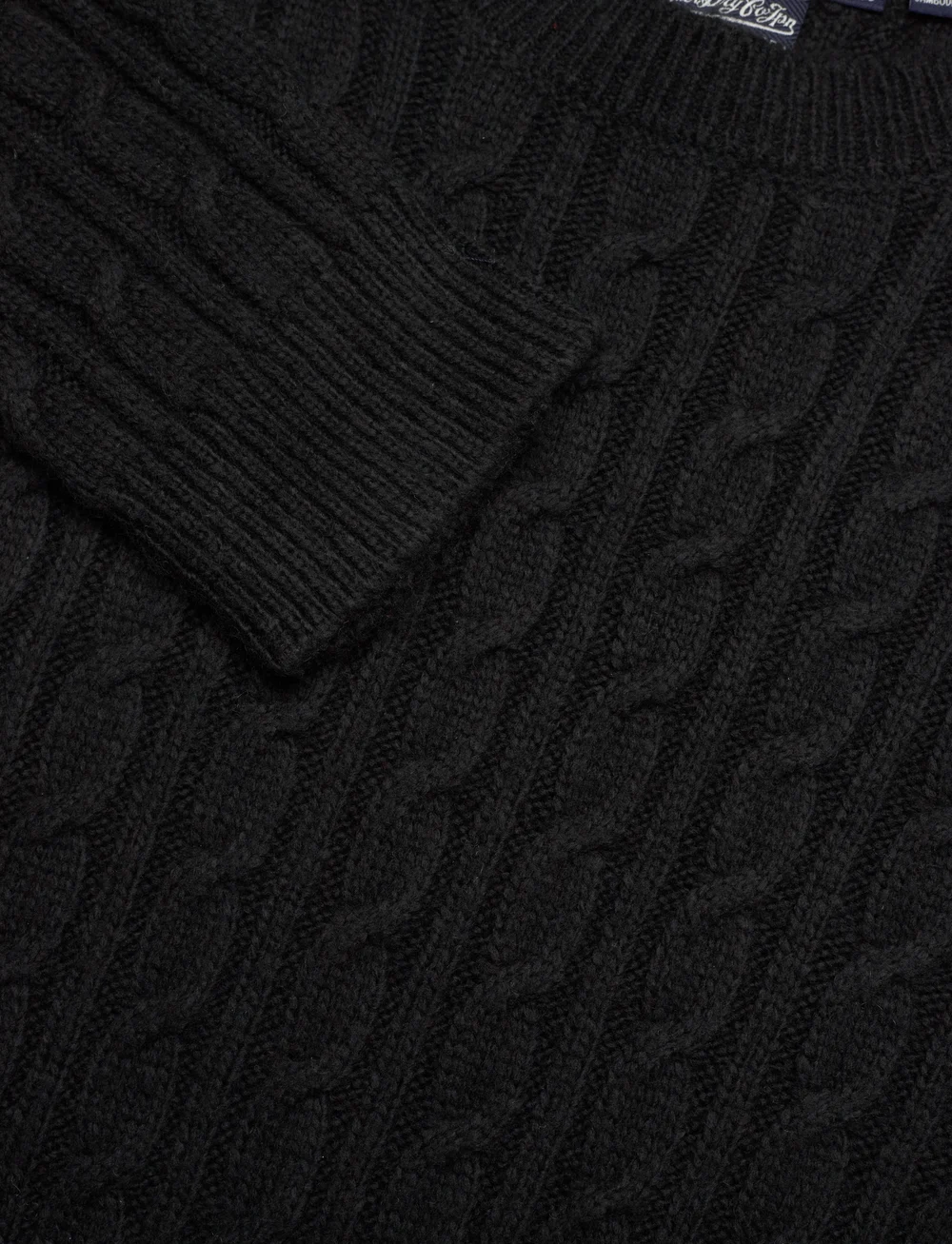 Superdry - FITTED CABLE CREW NECK JUMPER - sviitrid - black - 5