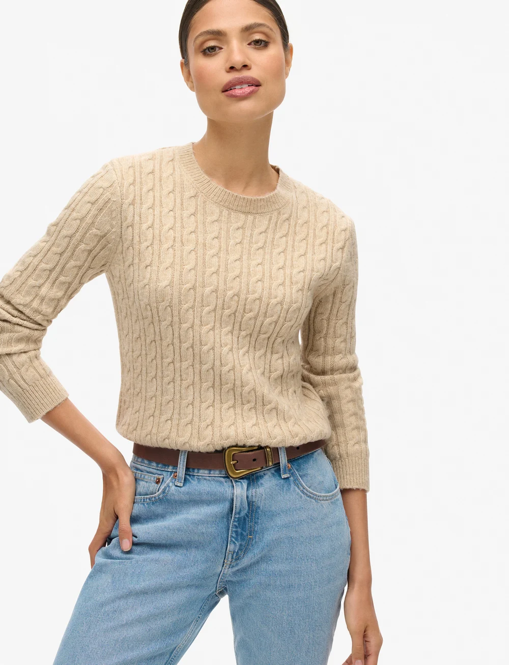 Superdry Fitted Cable Crew Neck Jumper Jumpers Boozt