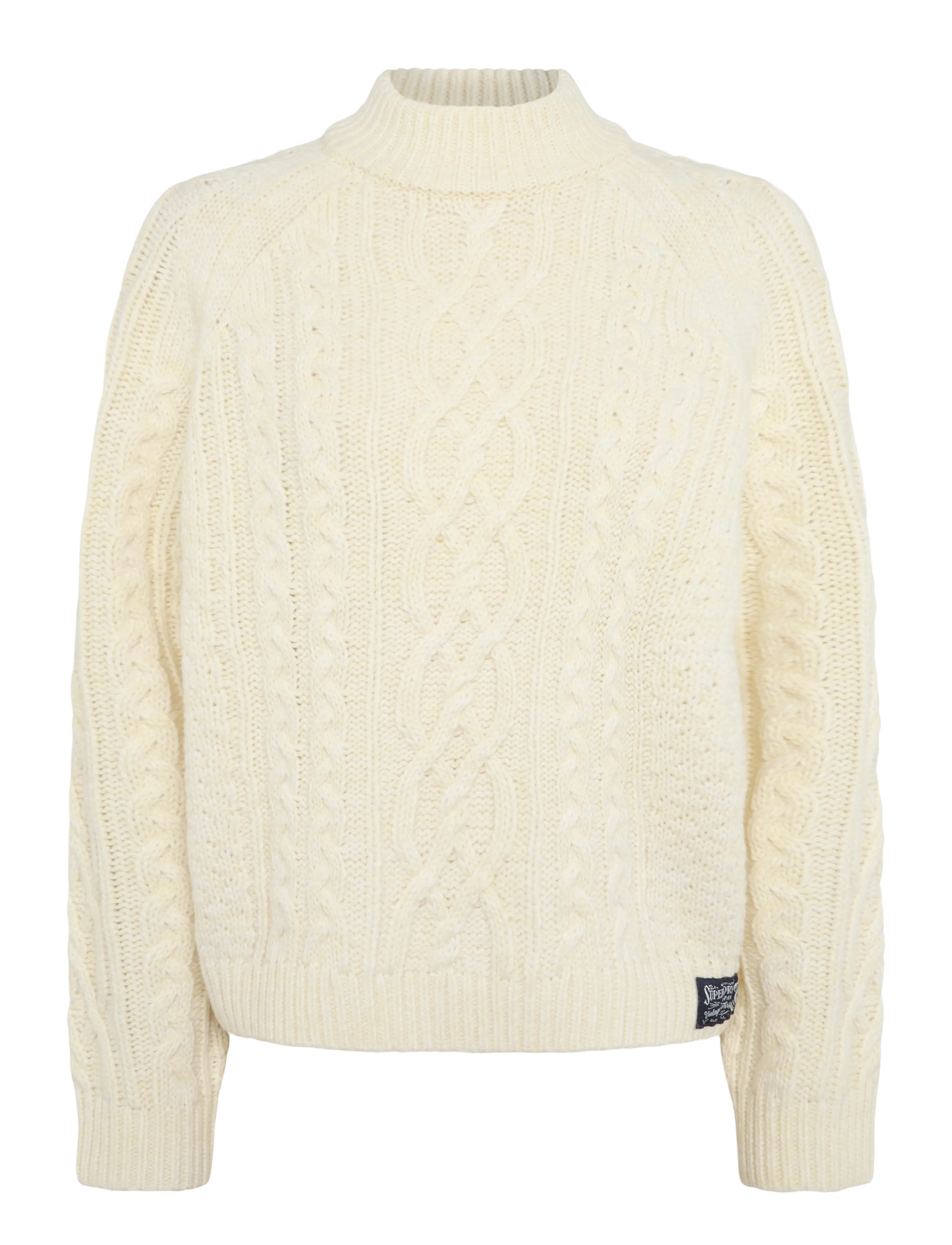 Superdry CABLE MOCK NECK JUMPER - Pullover - ISLAND ECRU / cream