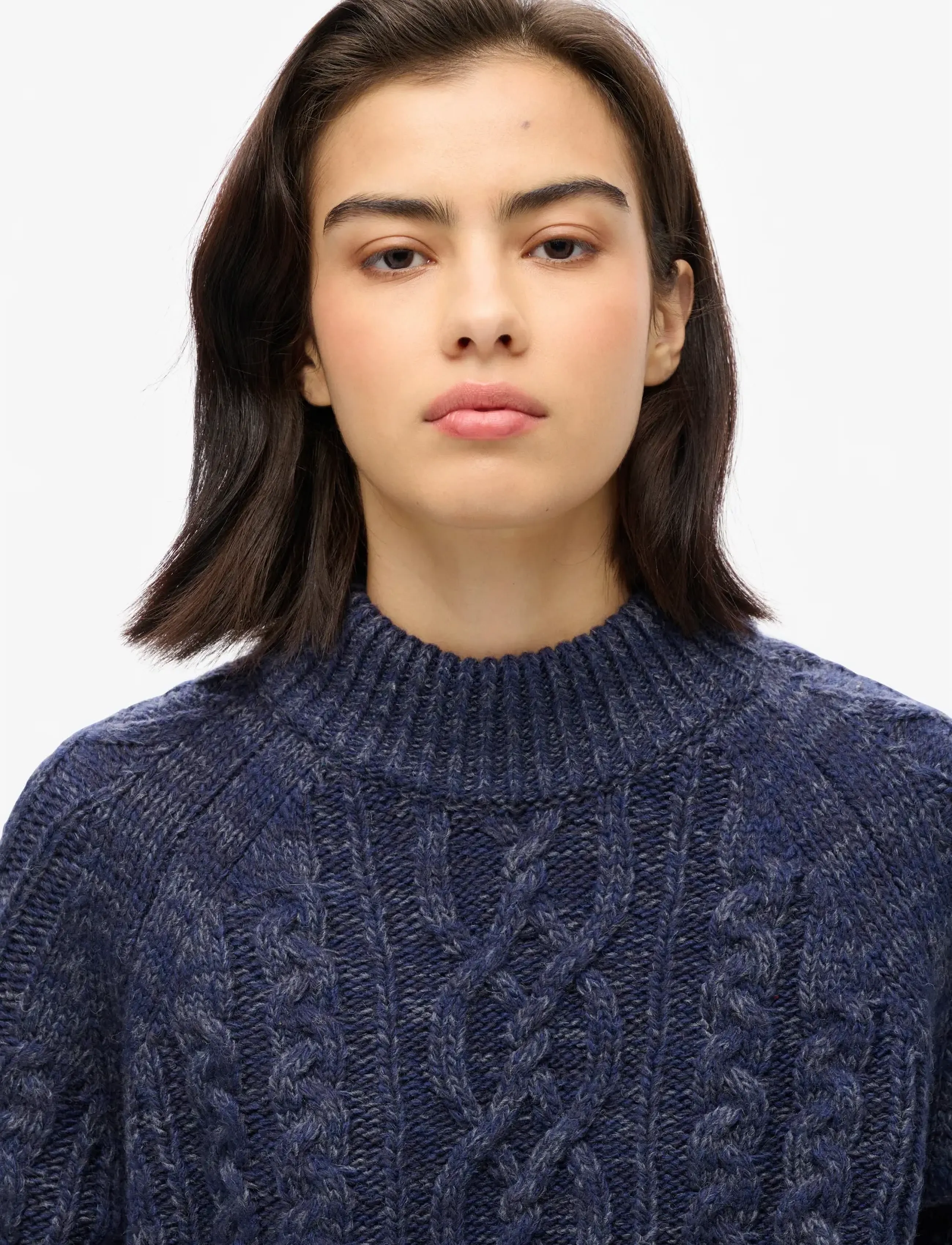 Superdry - CABLE MOCK NECK JUMPER - stickade tröjor - island navy twist - 3