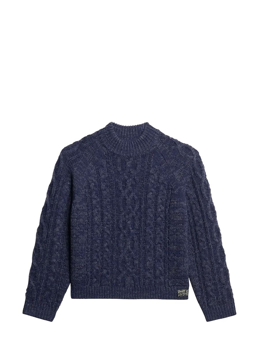 Superdry - CABLE MOCK NECK JUMPER - stickade tröjor - island navy twist - 2