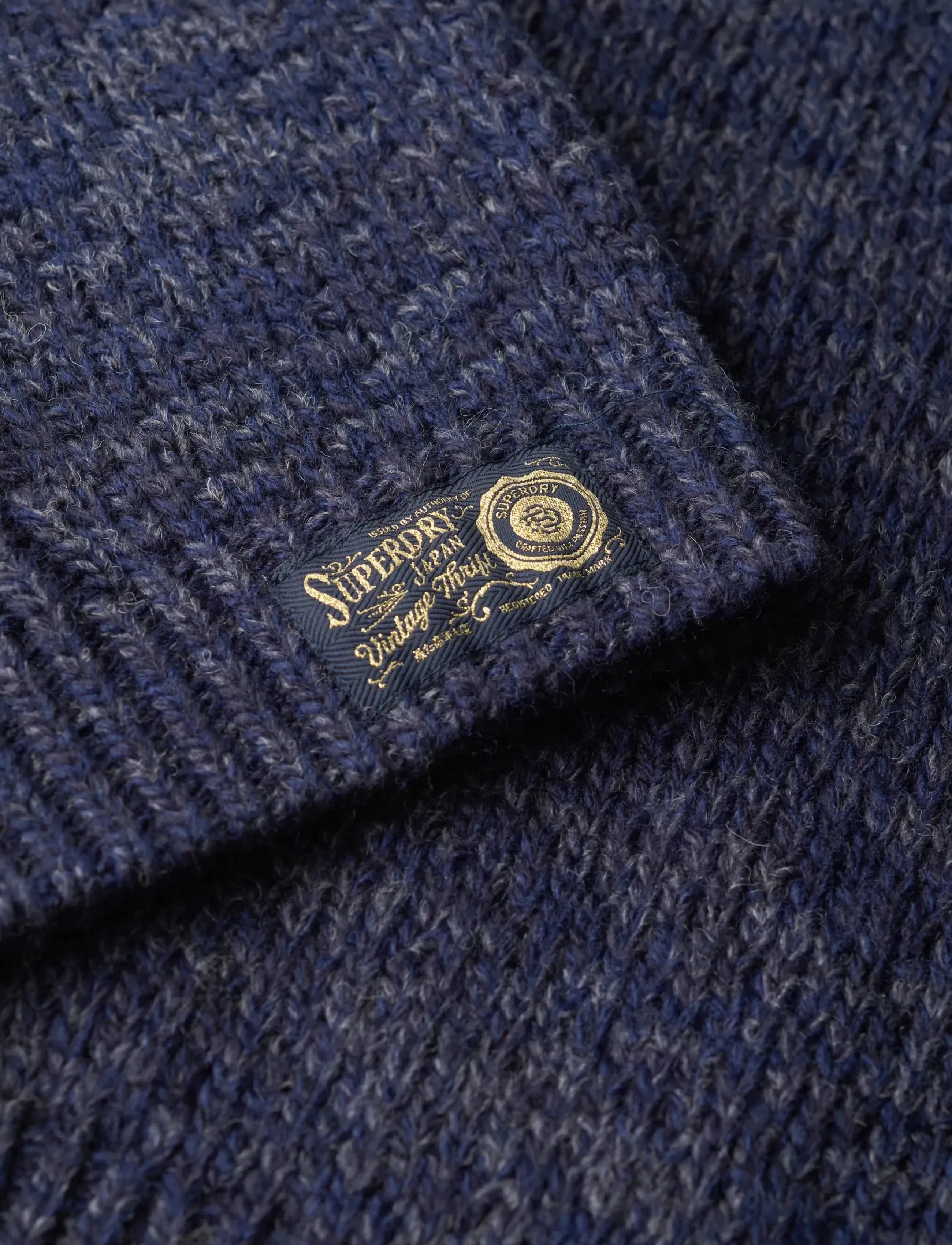 Superdry - CABLE MOCK NECK JUMPER - stickade tröjor - island navy twist - 5