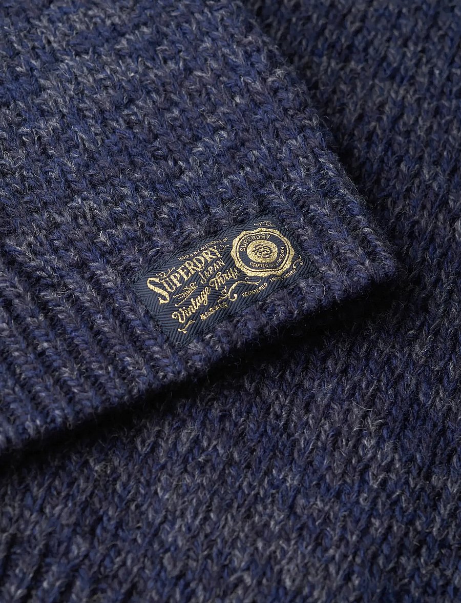 Superdry - CABLE MOCK NECK JUMPER - stickade tröjor - island navy twist - 5