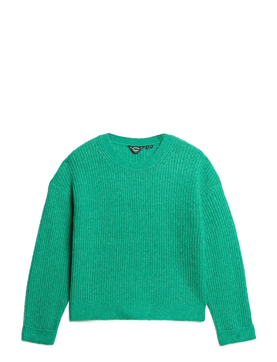 Superdry - BRUSHED CREW NECK JUMPER - striktrøjer - drop kick green twist - 1