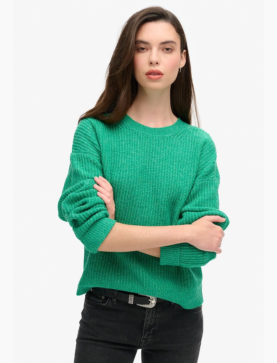 Superdry - BRUSHED CREW NECK JUMPER - striktrøjer - drop kick green twist - 0
