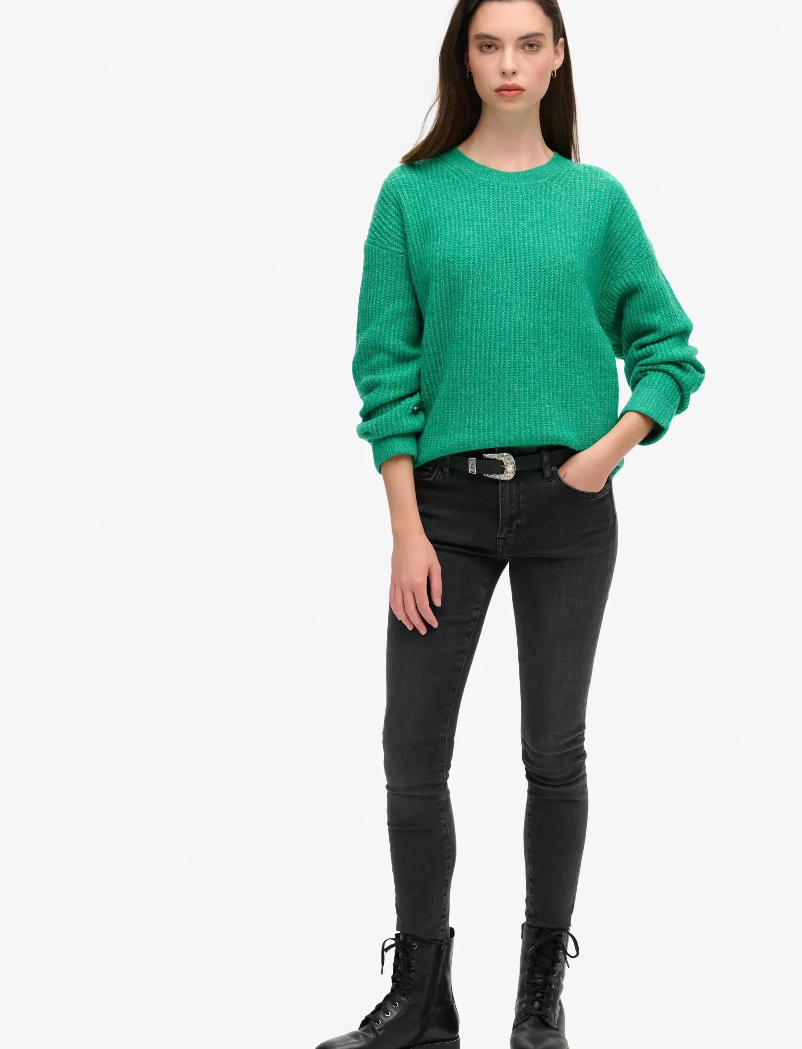 Superdry - BRUSHED CREW NECK JUMPER - striktrøjer - drop kick green twist - 4