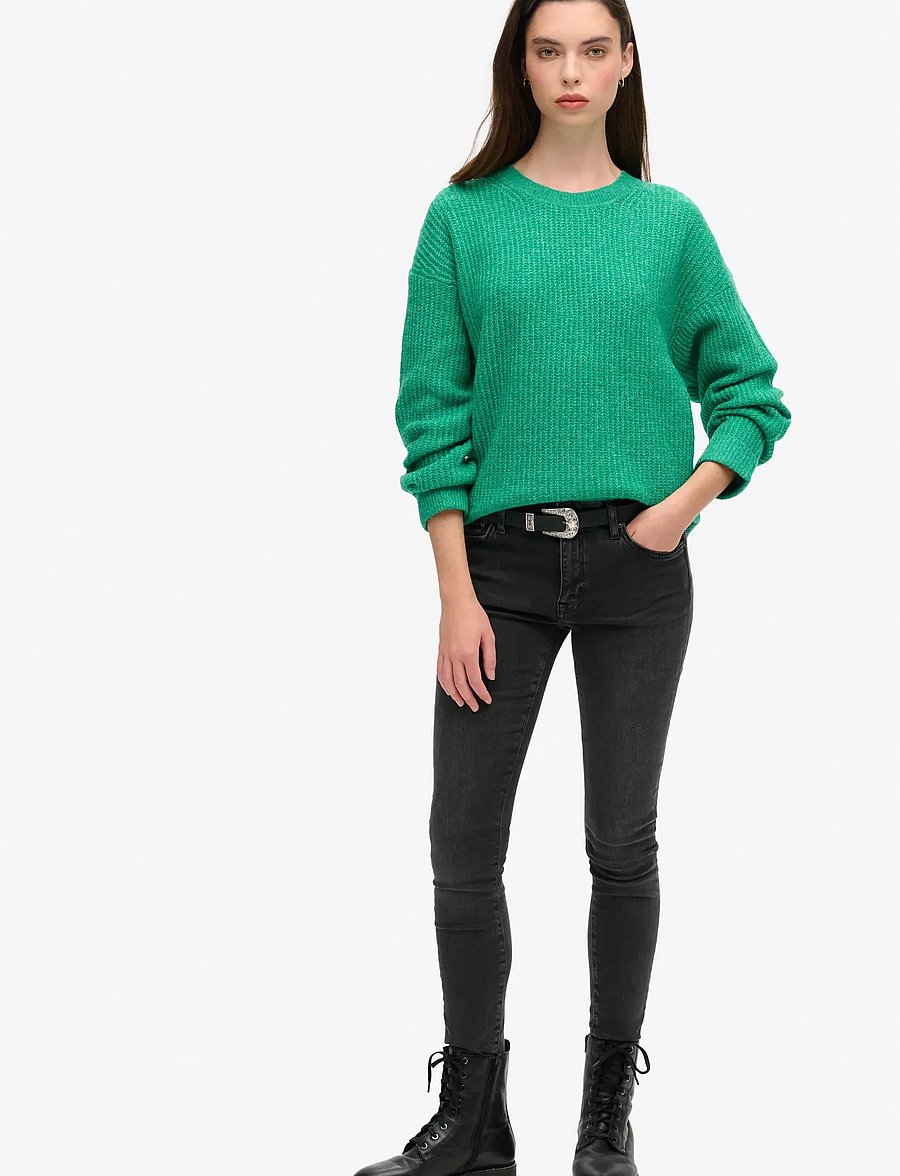 Superdry - BRUSHED CREW NECK JUMPER - striktrøjer - drop kick green twist - 4