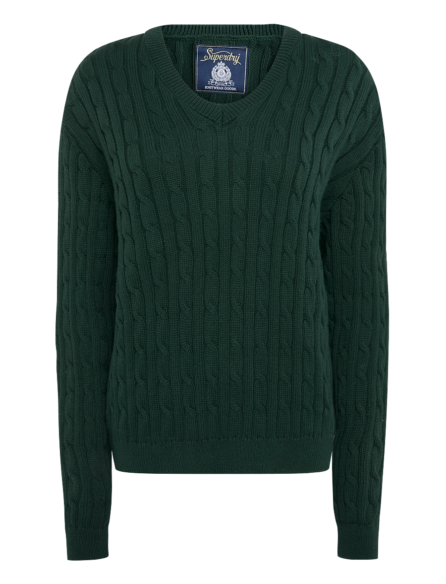 Superdry - OVERSIZED V NECK CABLE JUMPER - pullover - darkest pine green - 1