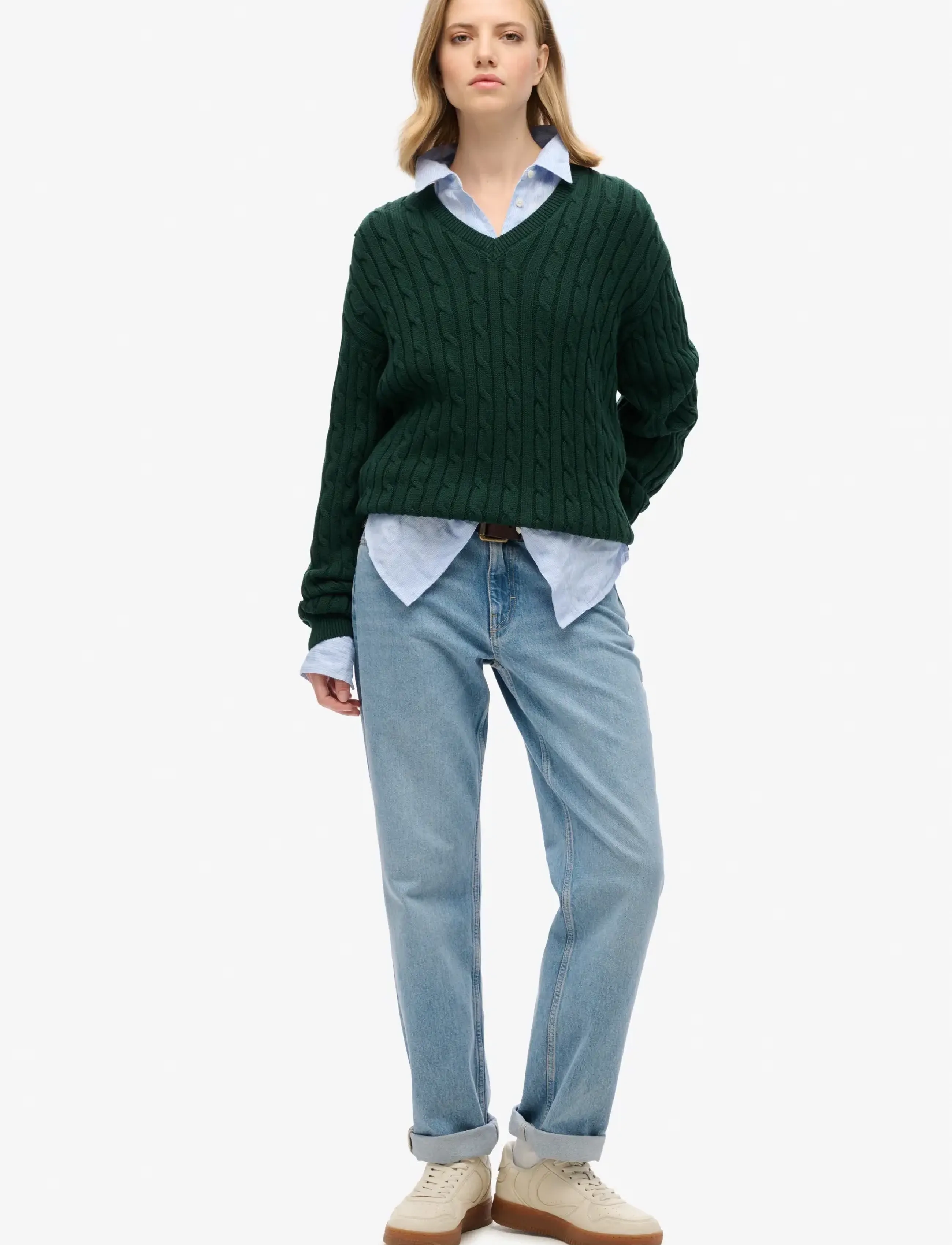 Superdry - OVERSIZED V NECK CABLE JUMPER - herbstliche kleidung - darkest pine green - 3