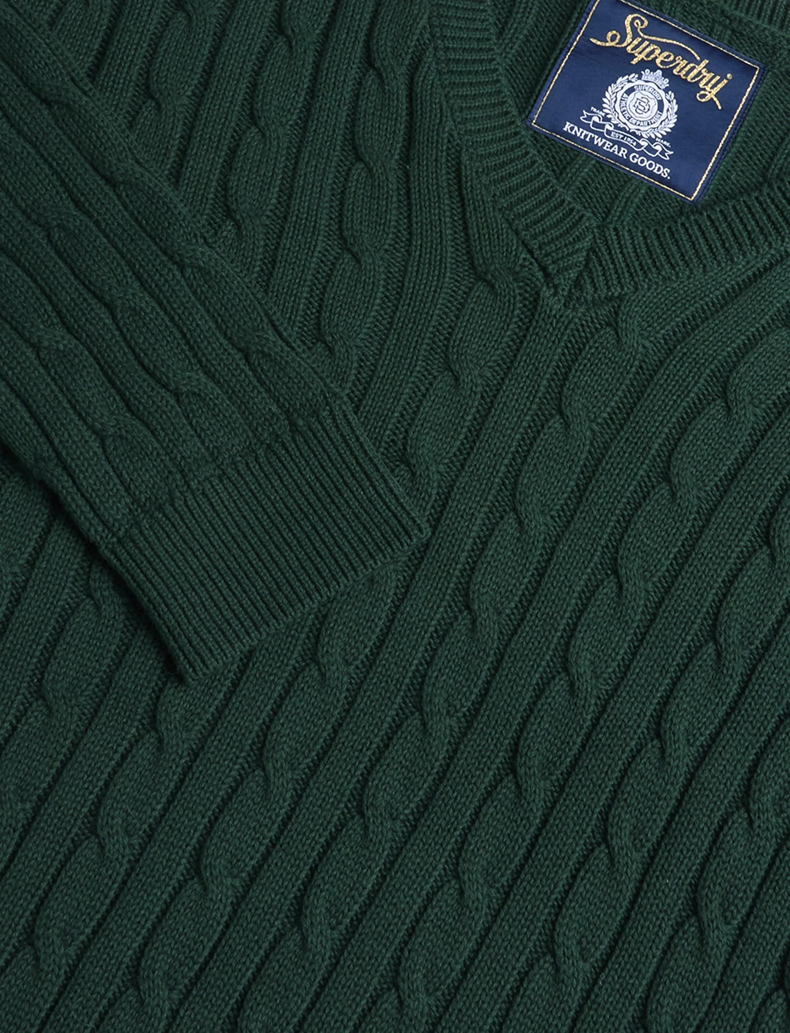 Superdry - OVERSIZED V NECK CABLE JUMPER - efterårstøj - darkest pine green - 5